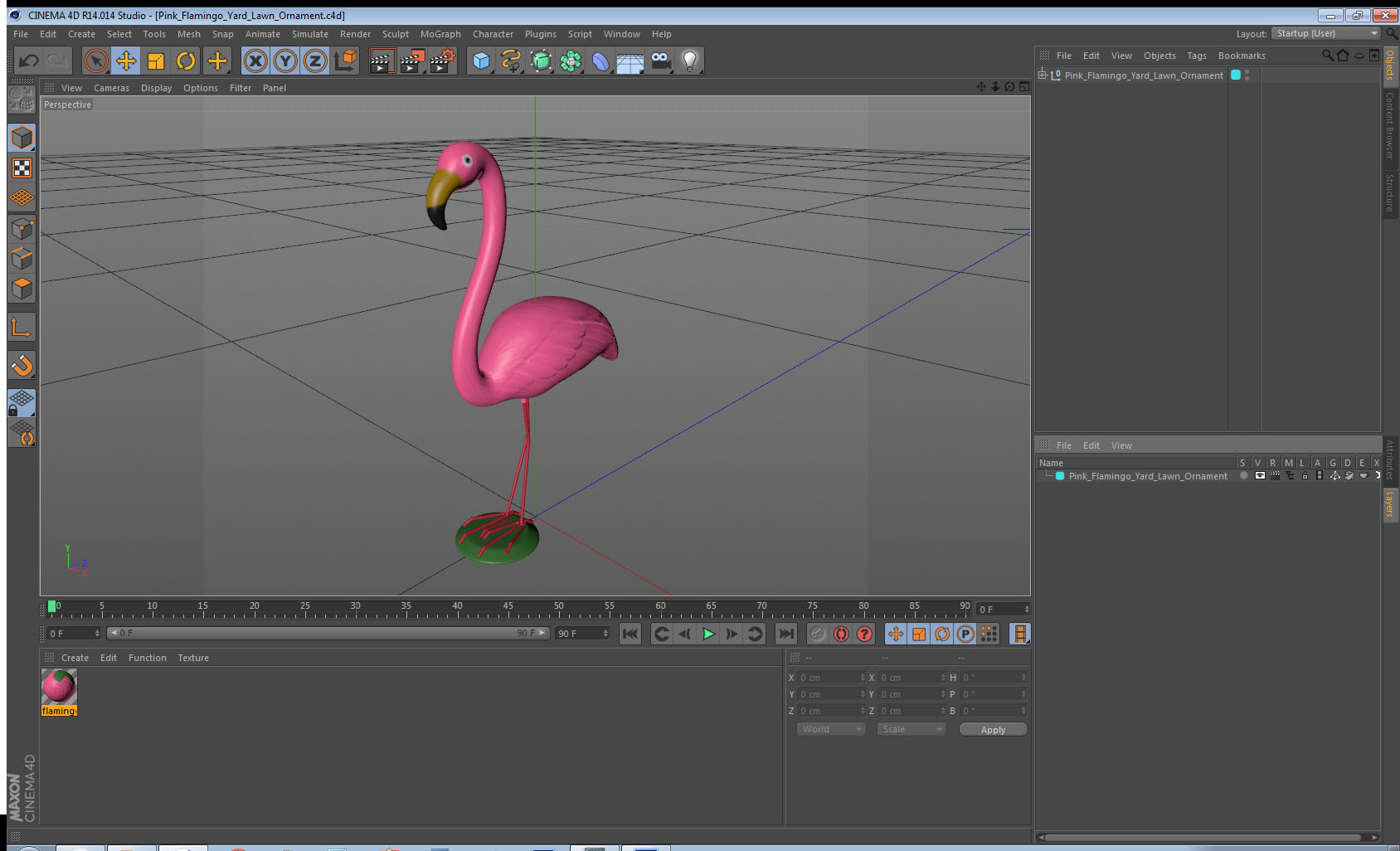 Pink Flamingo Yard Lawn Ornament 3D