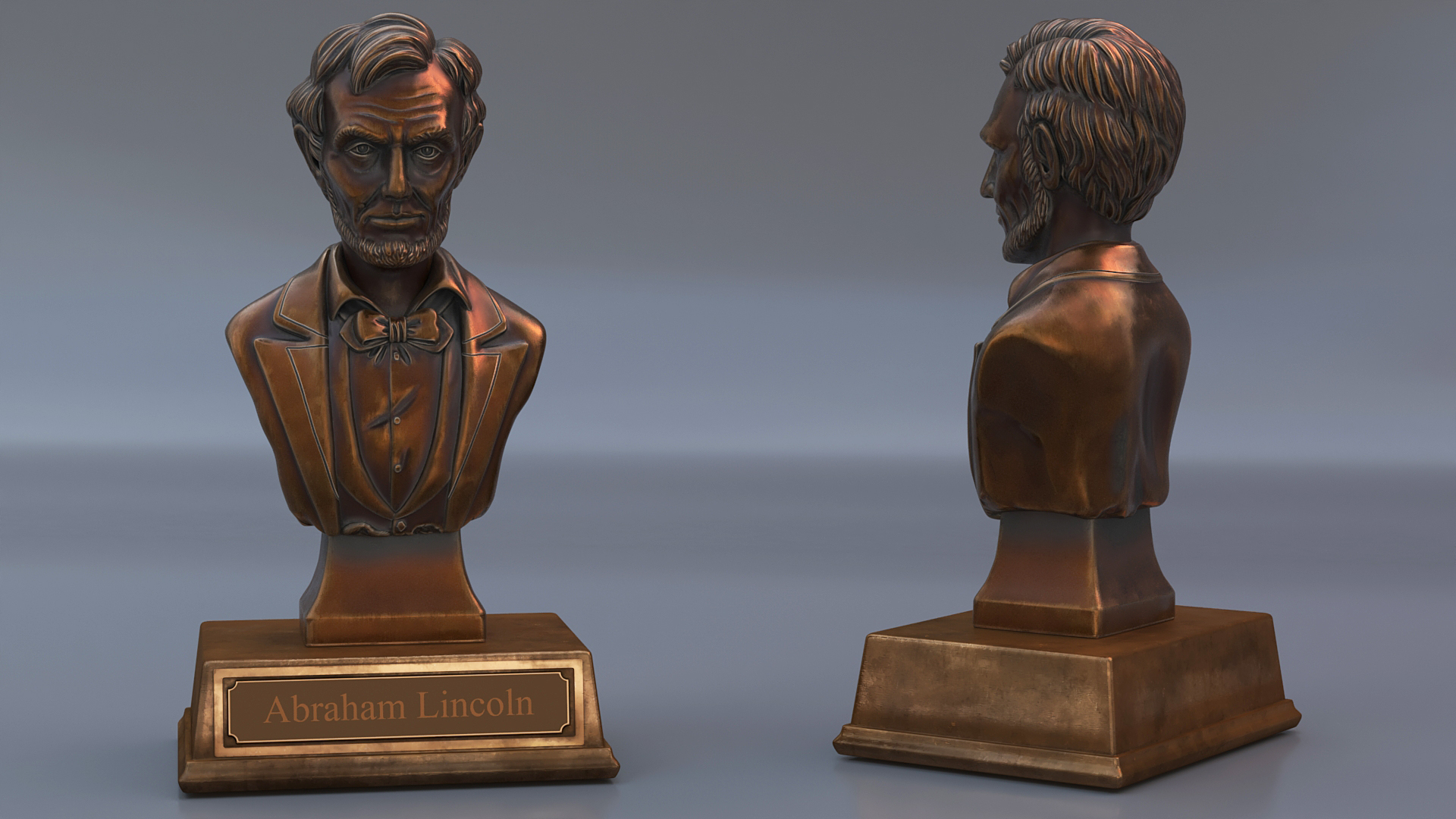 3D Bust of Abraham Lincoln on Pedestal for 3D Print model
