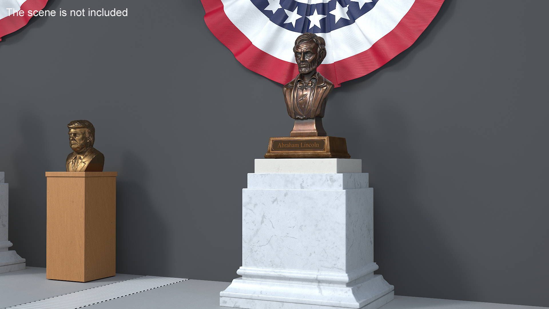 3D Bust of Abraham Lincoln on Pedestal for 3D Print model