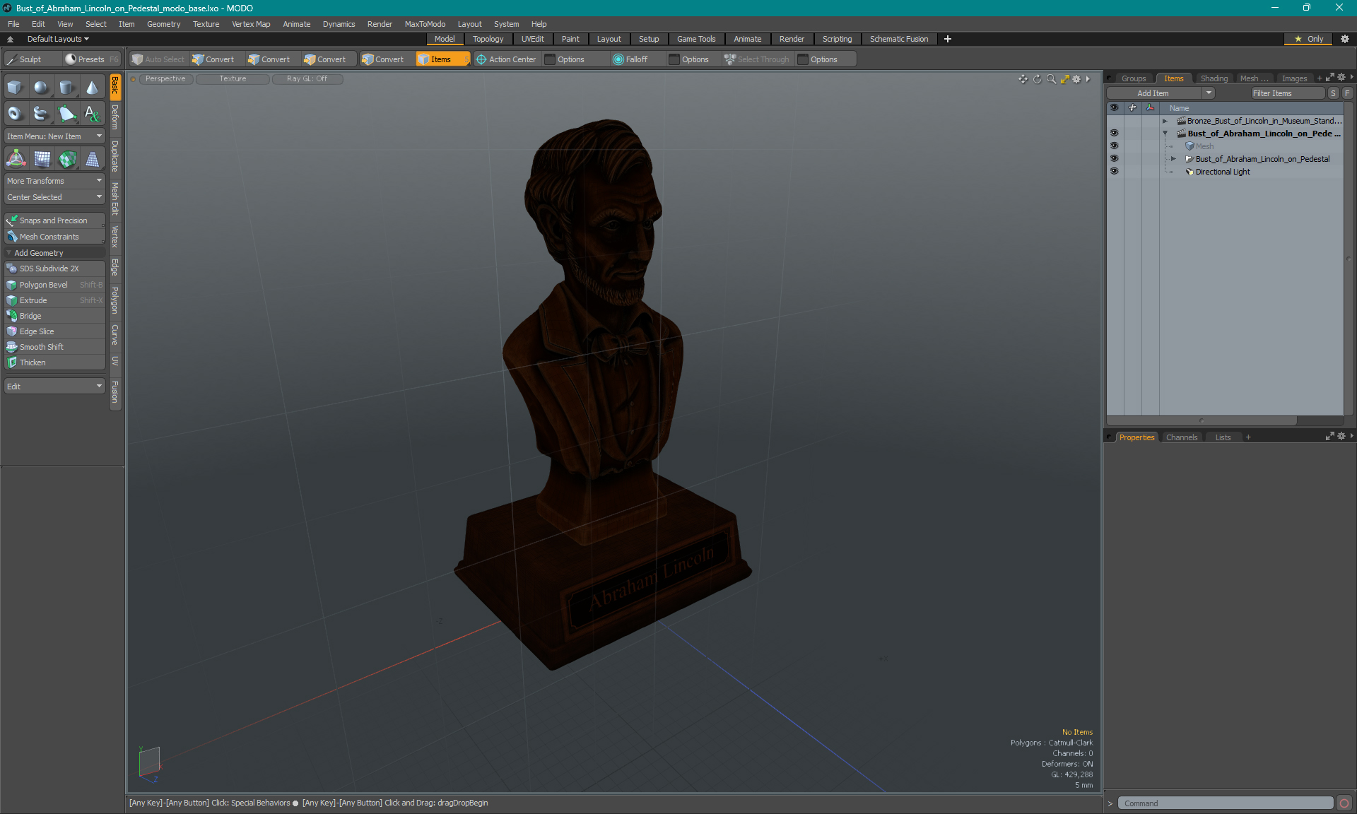 3D Bust of Abraham Lincoln on Pedestal for 3D Print model