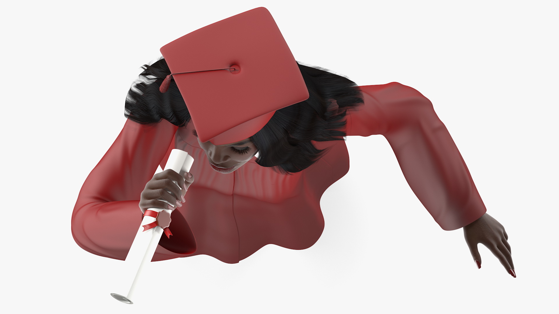 3D Dark Skin Graduation Gown Woman