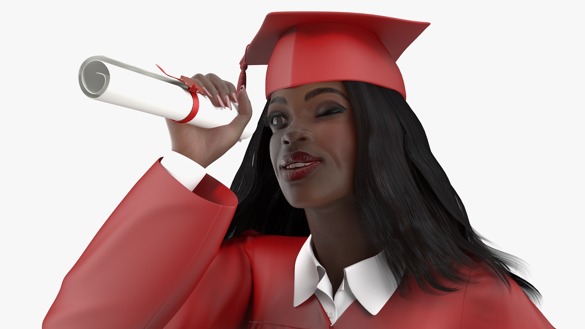 3D Dark Skin Graduation Gown Woman