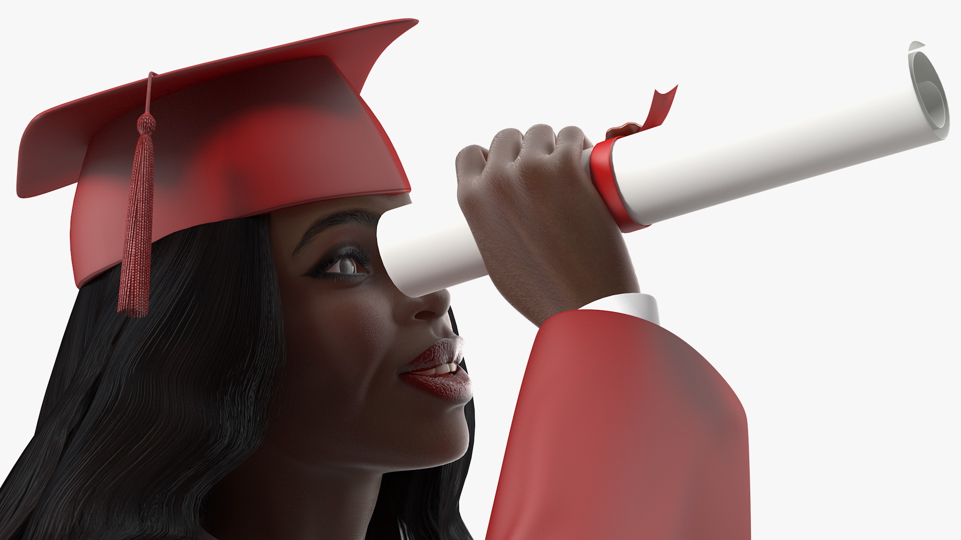 3D Dark Skin Graduation Gown Woman