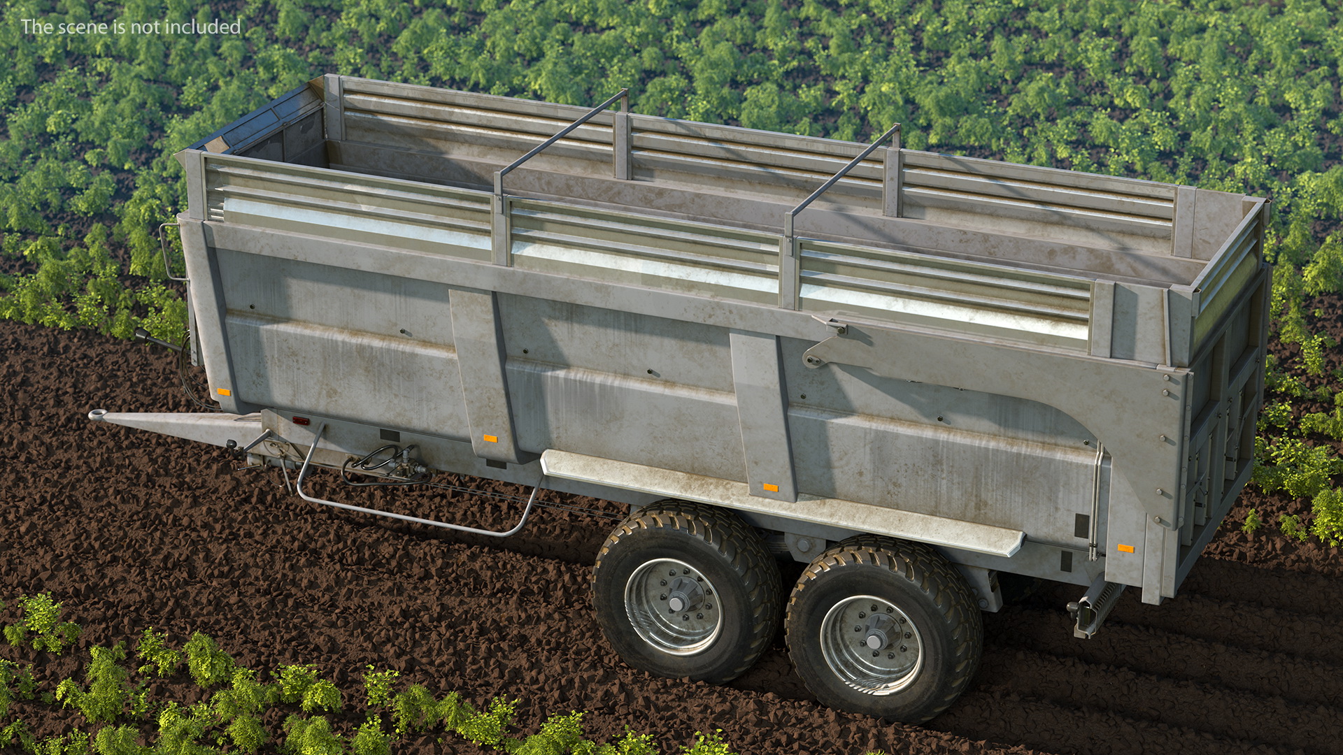 3D Agricultural Trailer Dirty Rigged model