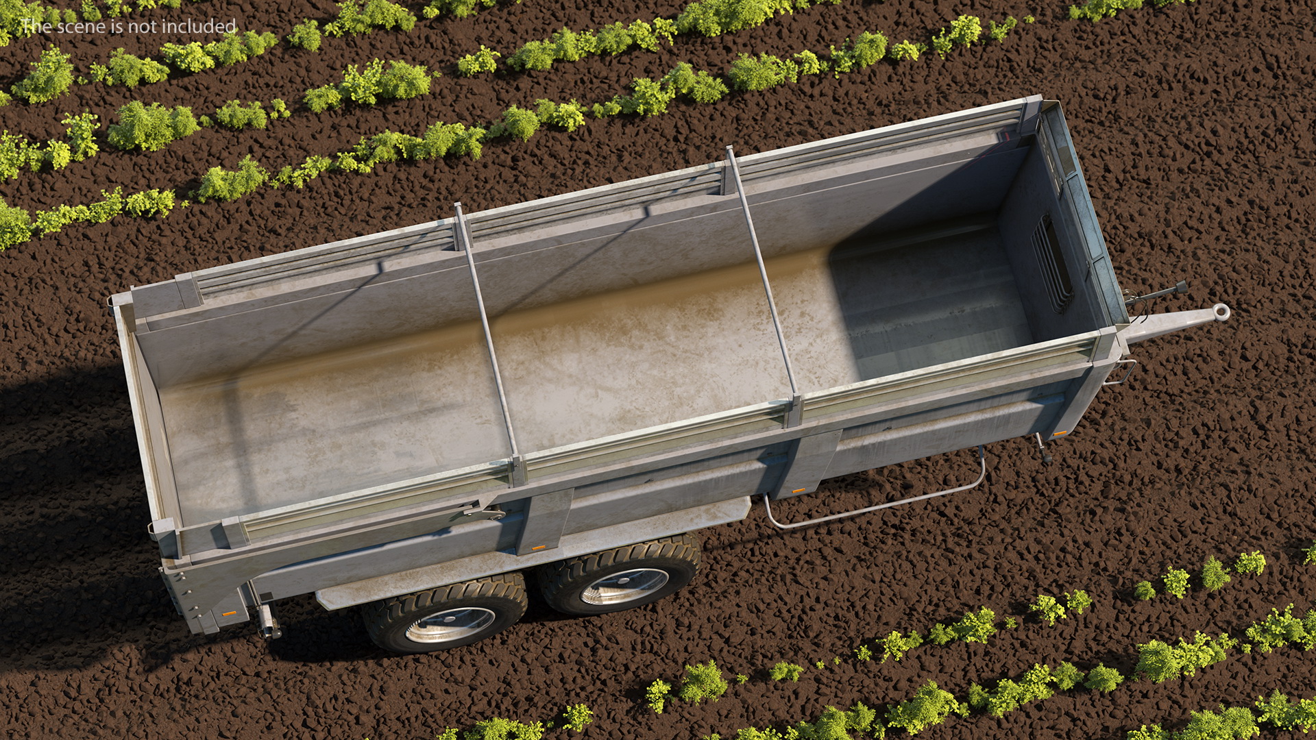 3D Agricultural Trailer Dirty Rigged model