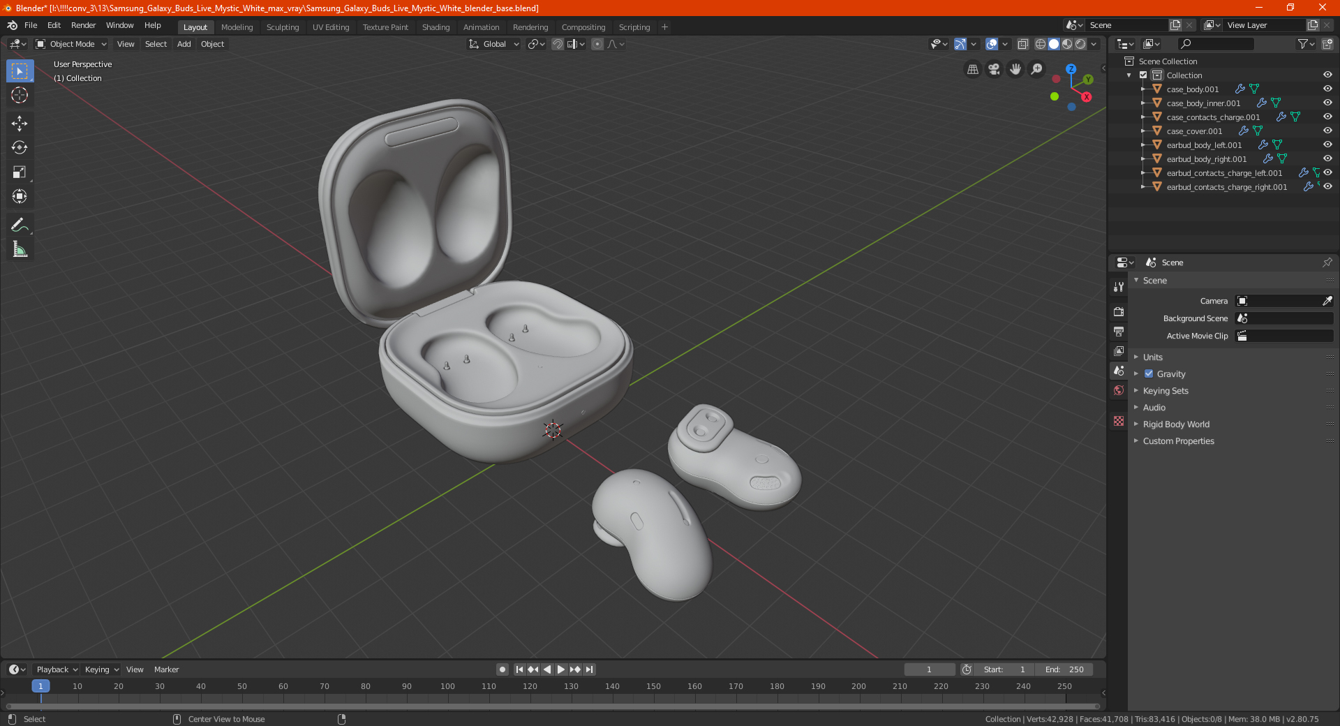Samsung Galaxy Buds Live Mystic White 3D