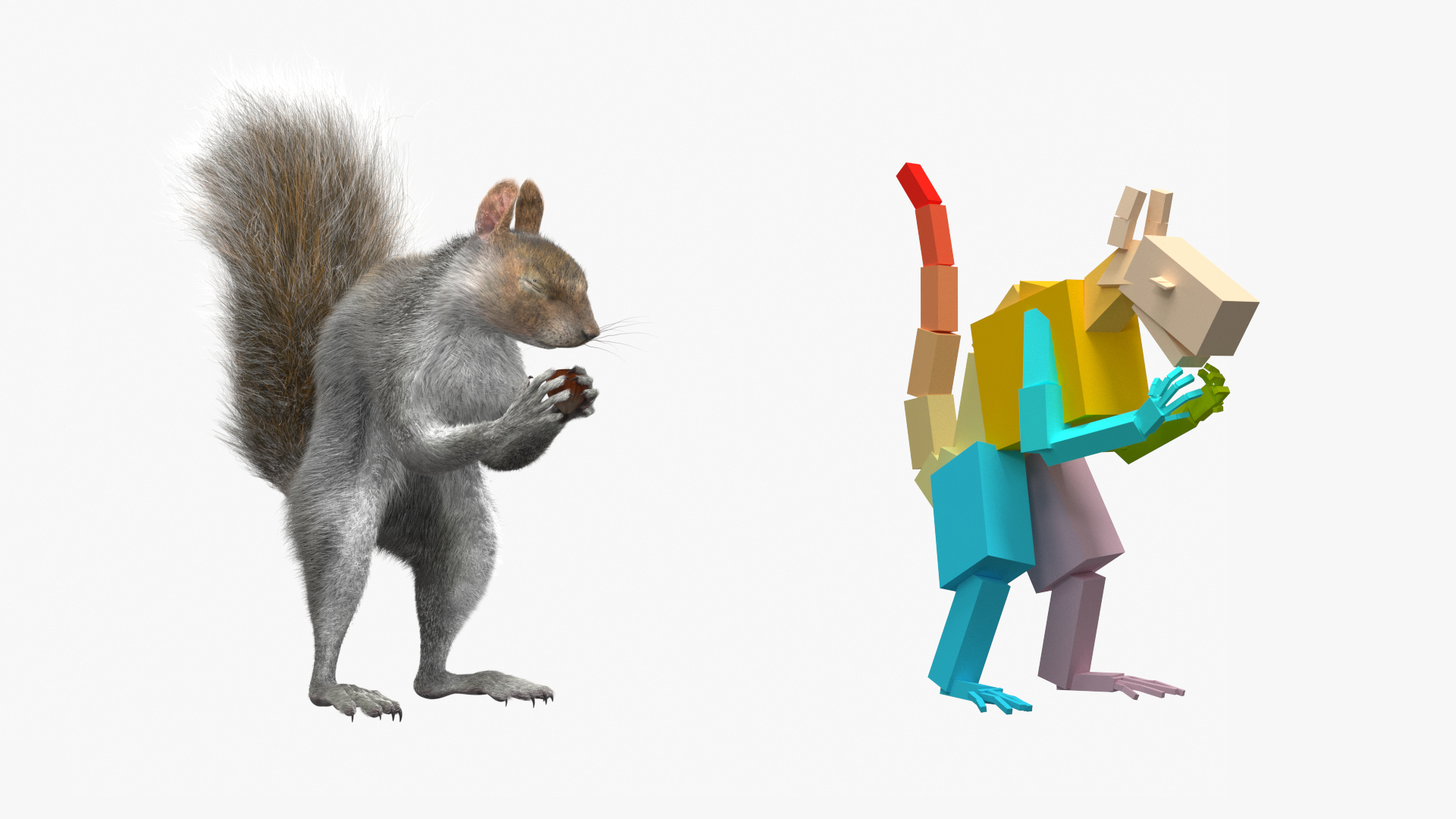 Gray Squirrel Hazelnut Fur Animated Rigged 3D