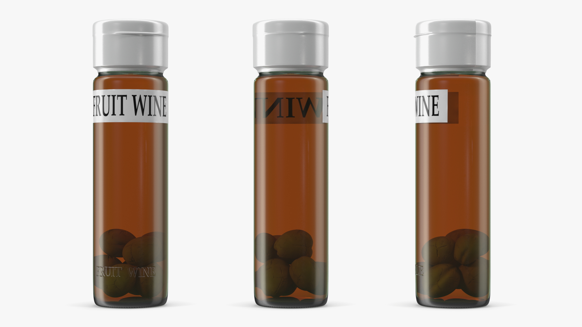 3D Fruit Wine in Glass Bottle
