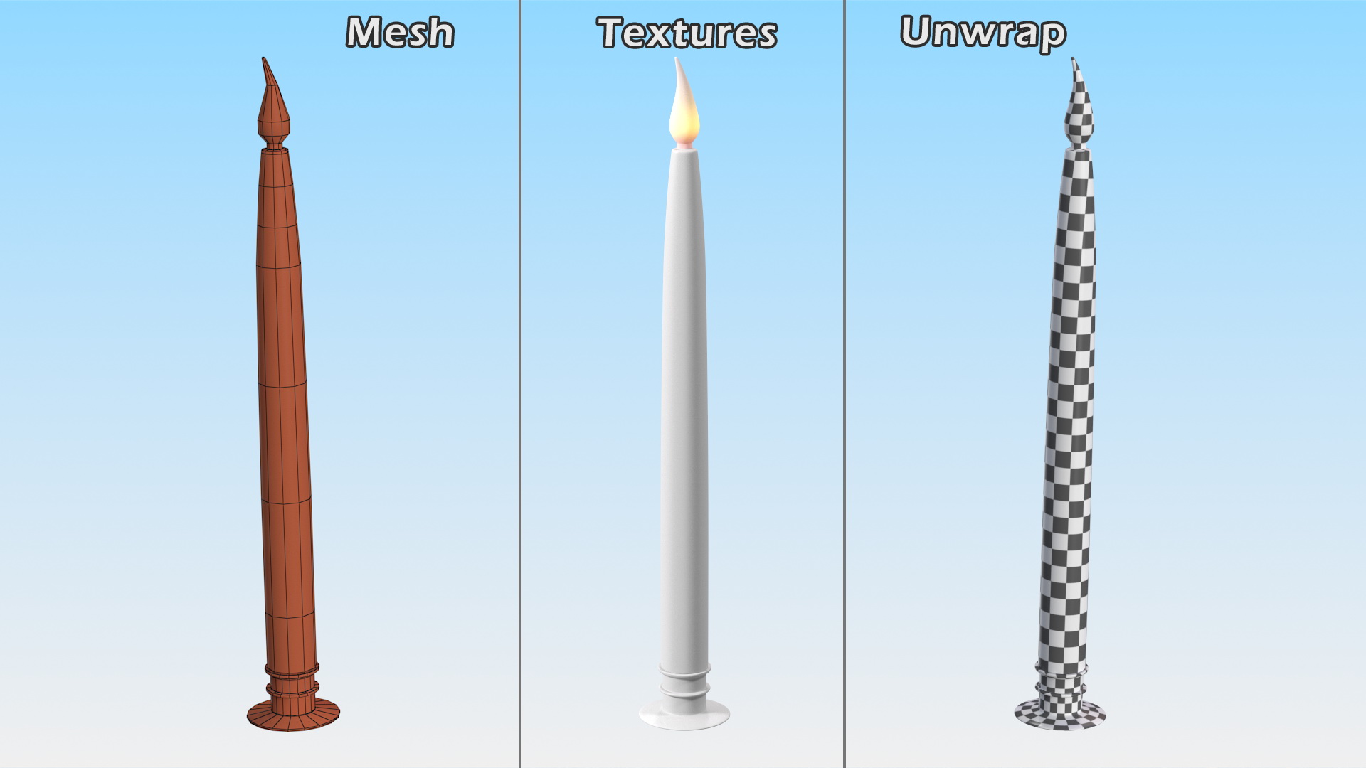 3D Electric Taper Long Candle