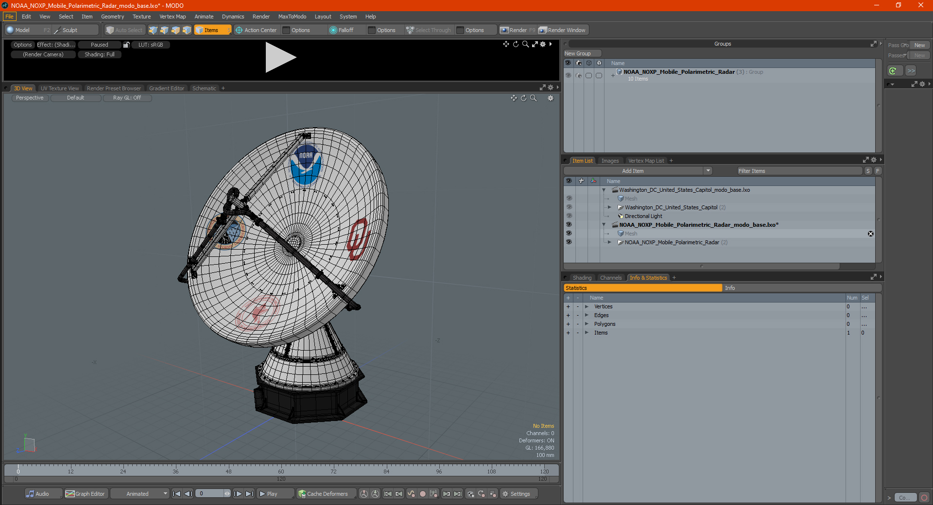 3D model NOAA NOXP Mobile Polarimetric Radar