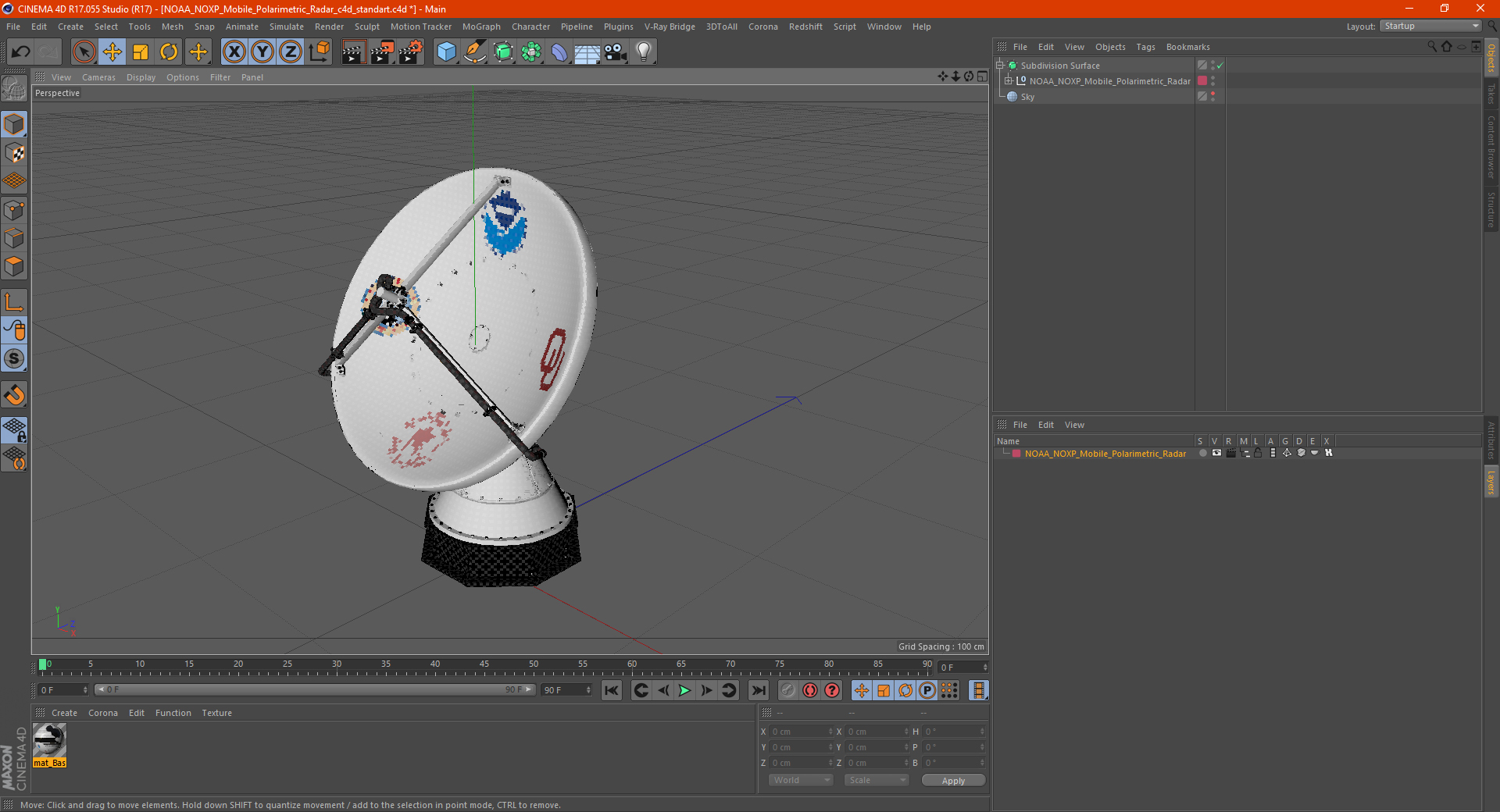 3D model NOAA NOXP Mobile Polarimetric Radar