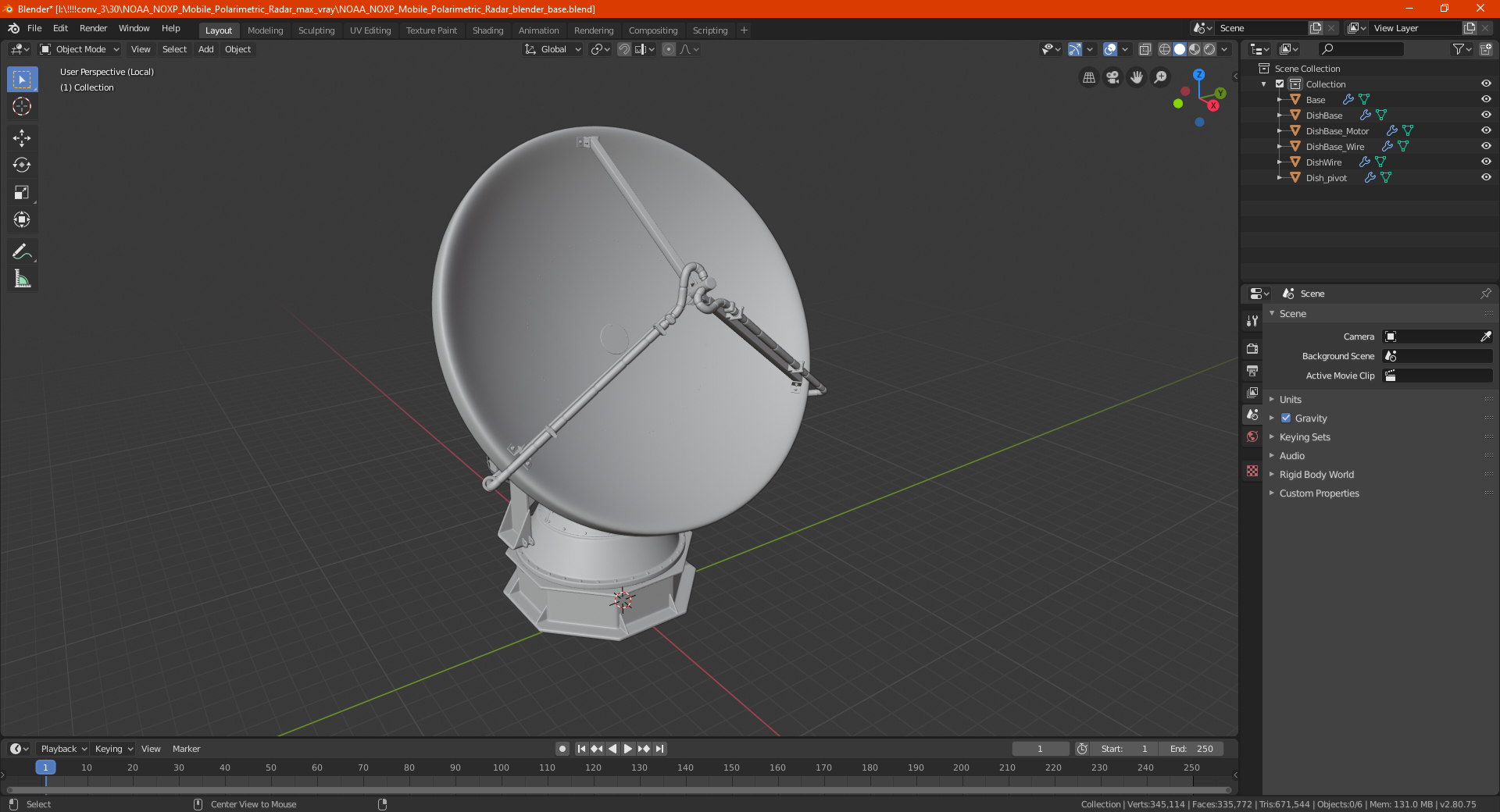 3D model NOAA NOXP Mobile Polarimetric Radar