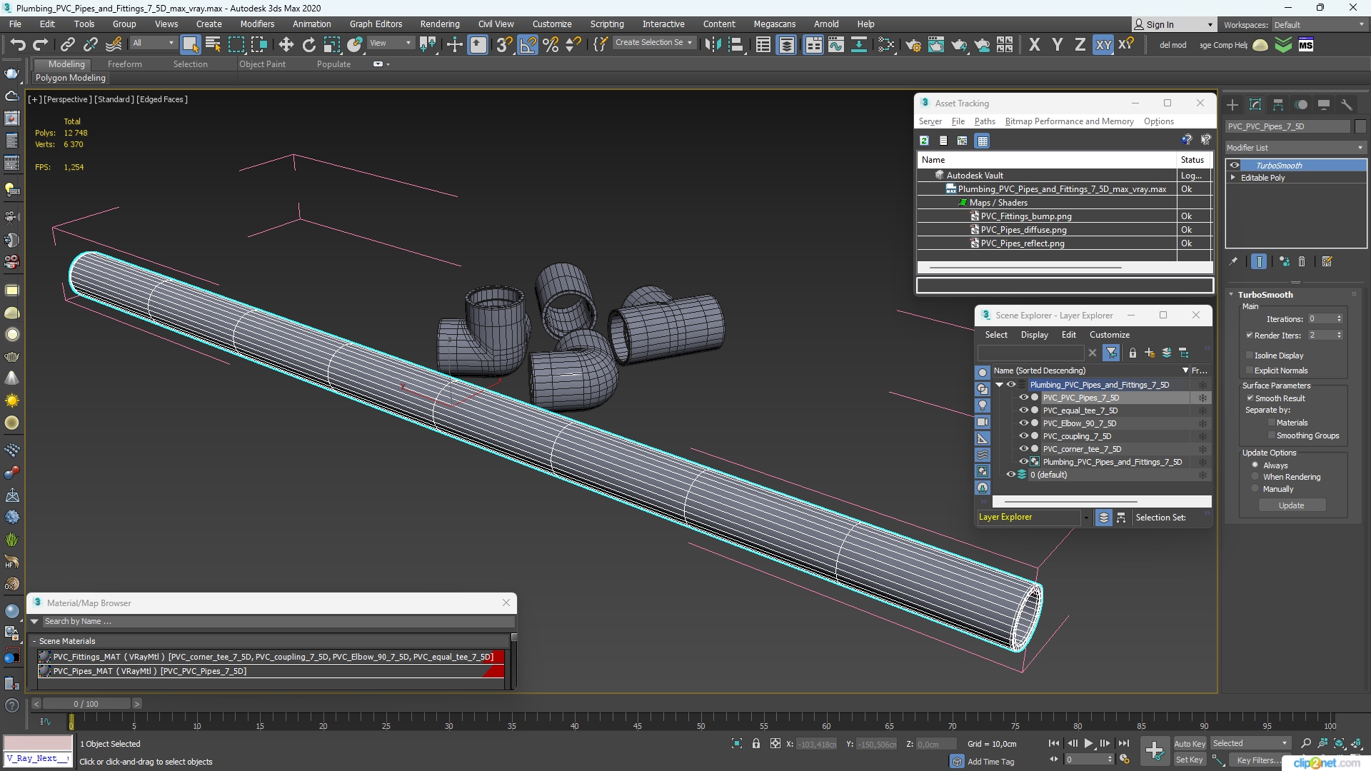 3D Plumbing PVC Pipes and Fittings 7.5D