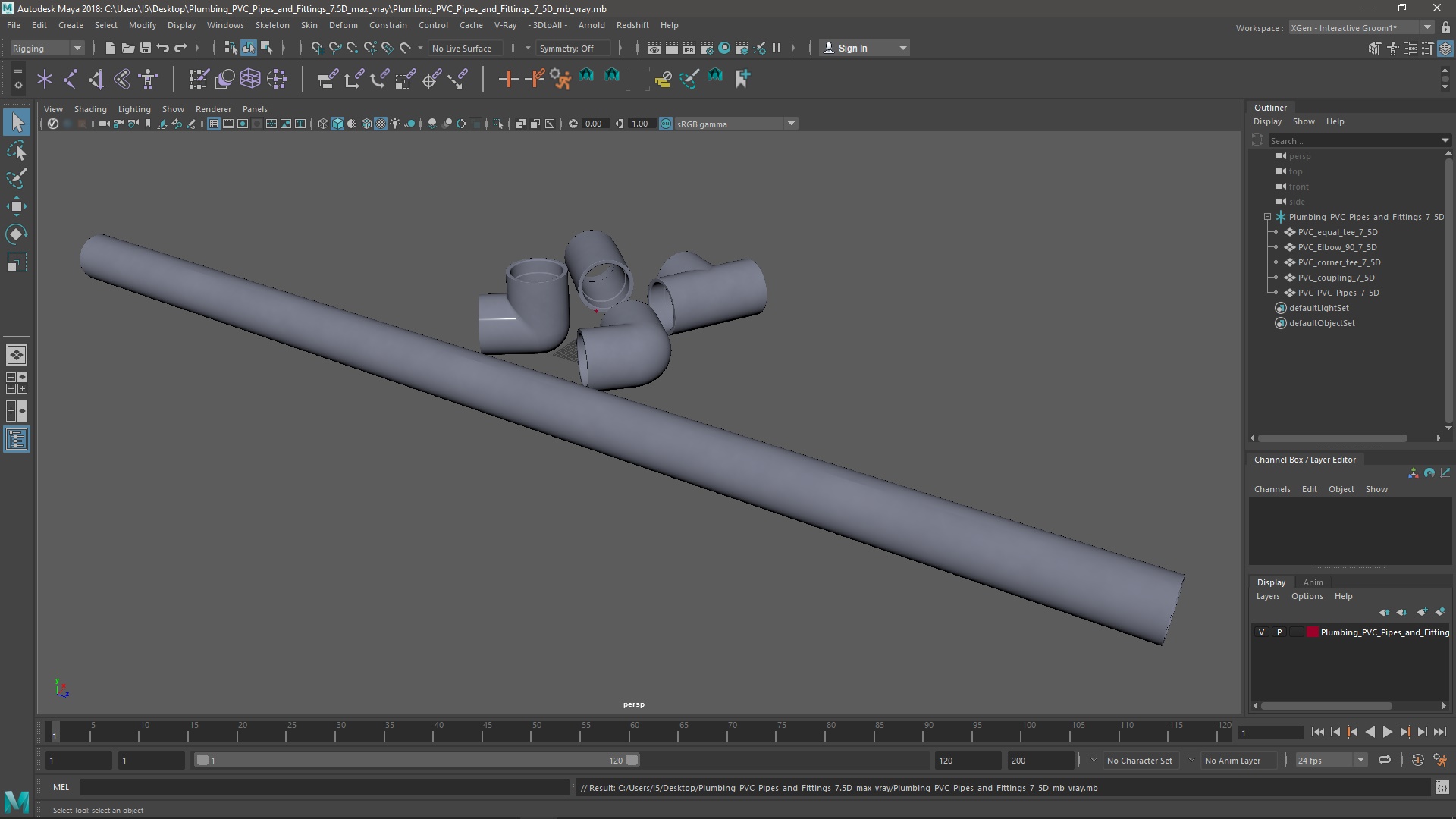 3D Plumbing PVC Pipes and Fittings 7.5D
