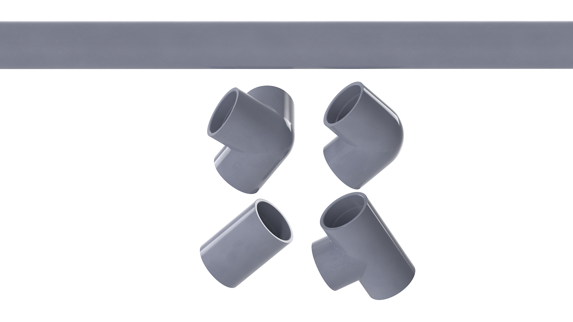 3D Plumbing PVC Pipes and Fittings 7.5D