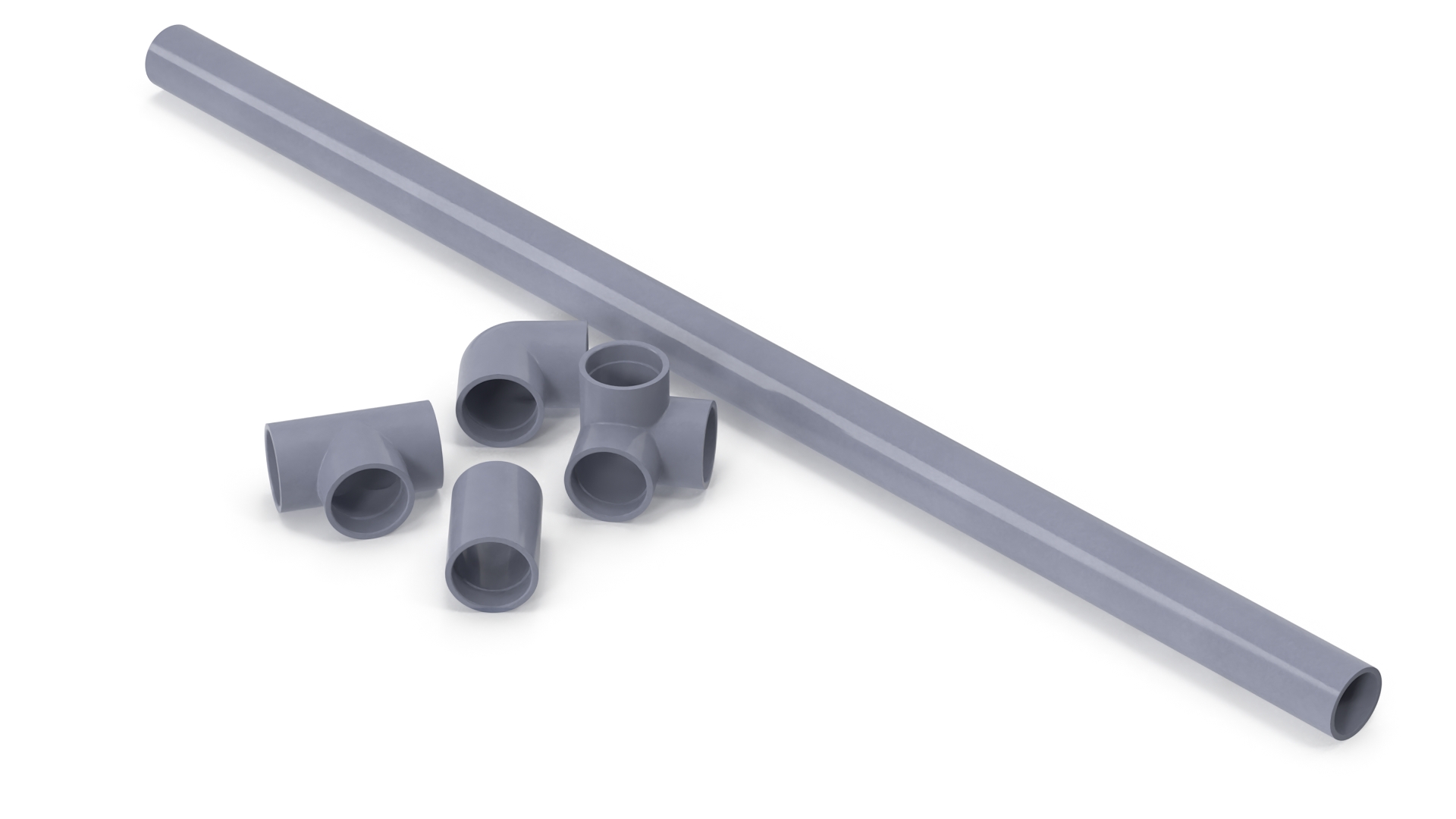 3D Plumbing PVC Pipes and Fittings 7.5D