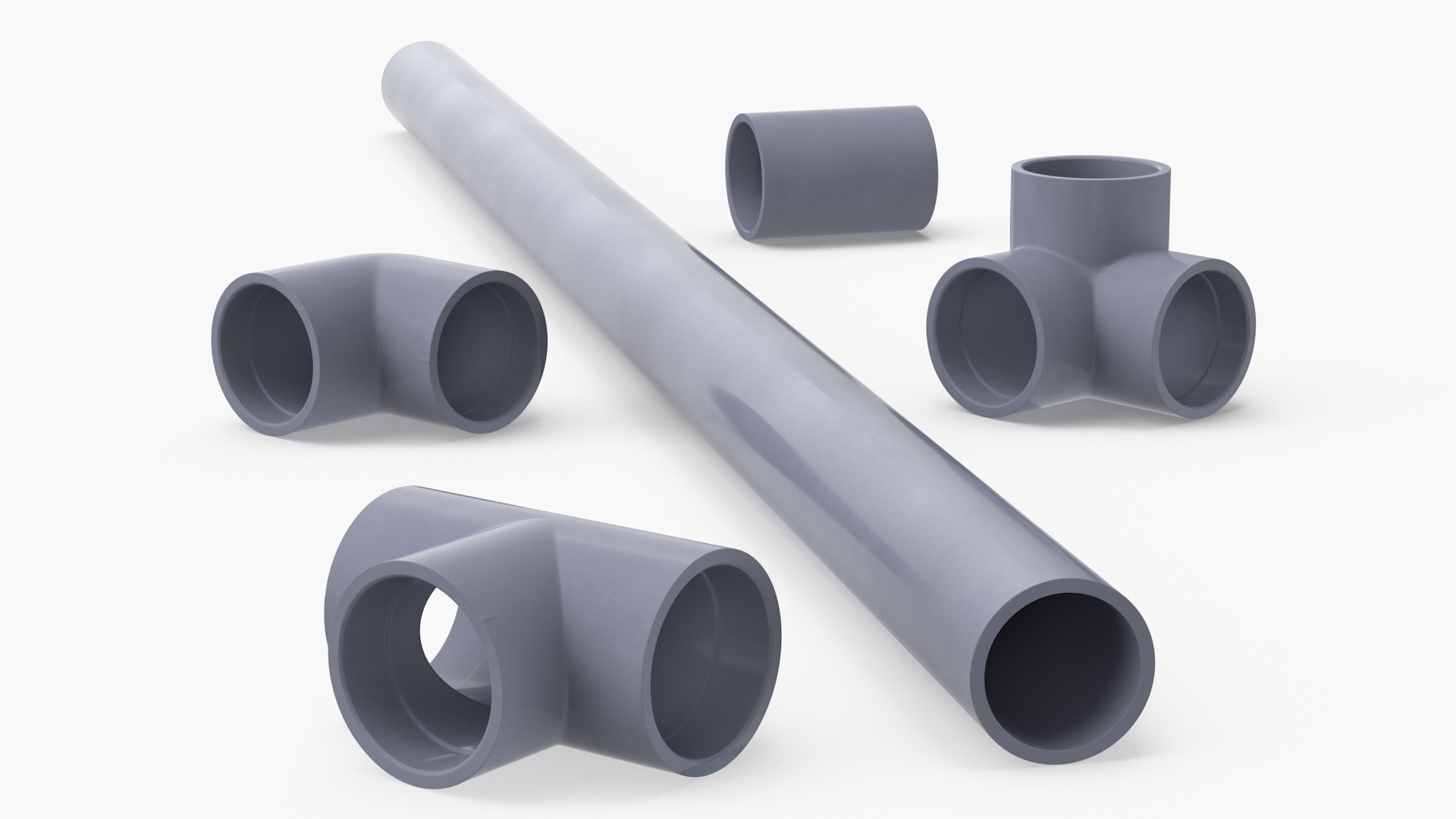 3D Plumbing PVC Pipes and Fittings 7.5D