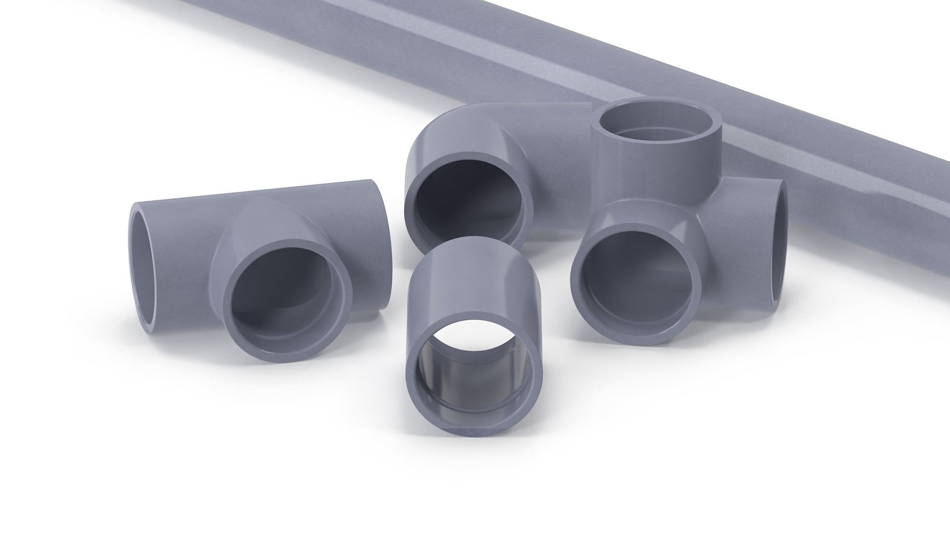 3D Plumbing PVC Pipes and Fittings 7.5D