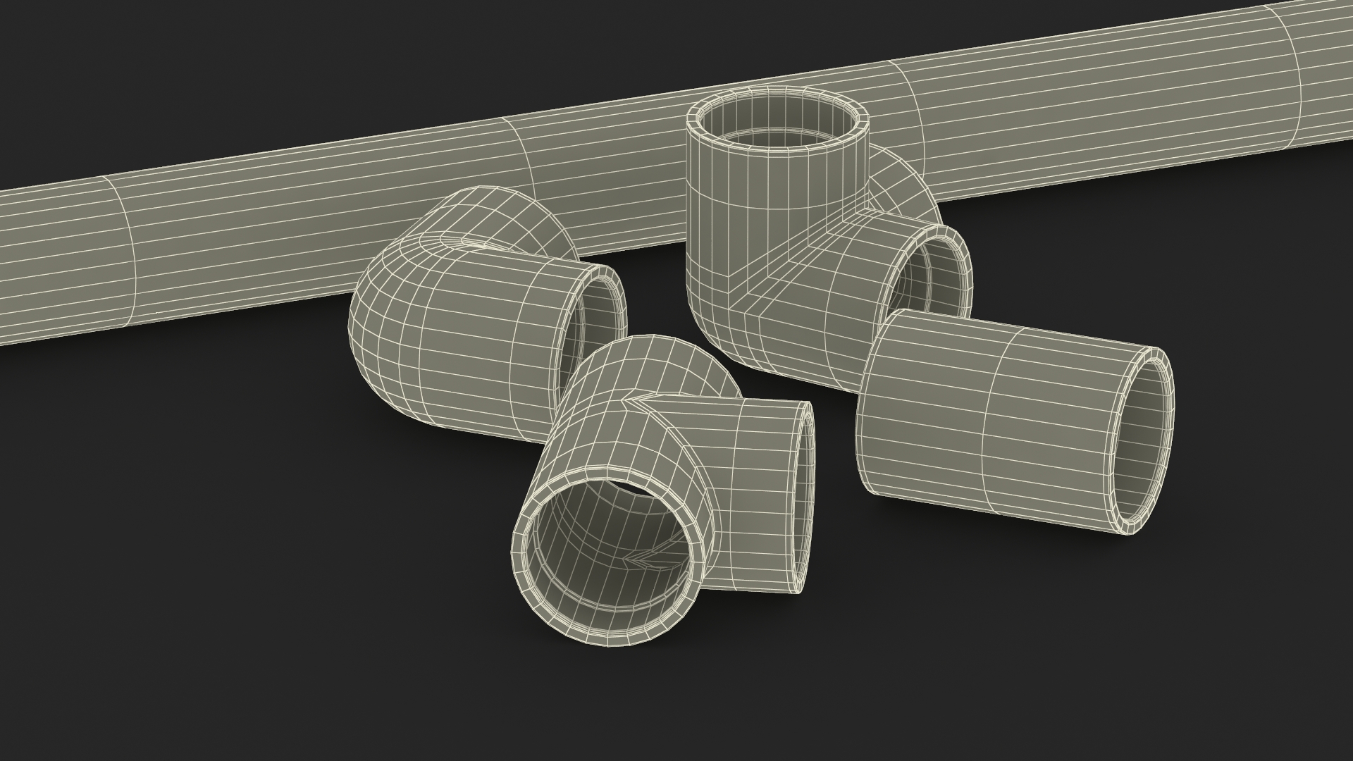 3D Plumbing PVC Pipes and Fittings 7.5D