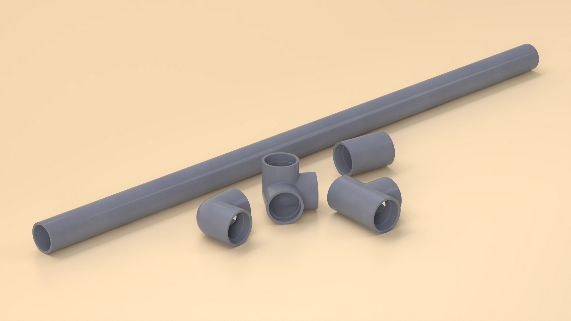 3D Plumbing PVC Pipes and Fittings 7.5D
