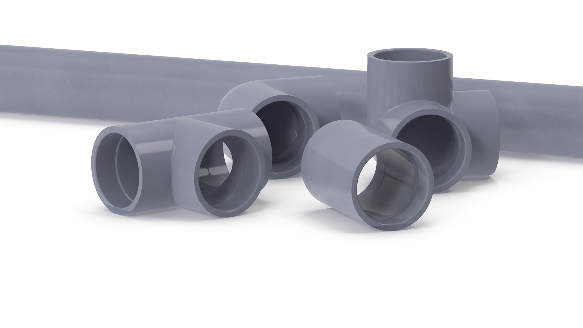 3D Plumbing PVC Pipes and Fittings 7.5D
