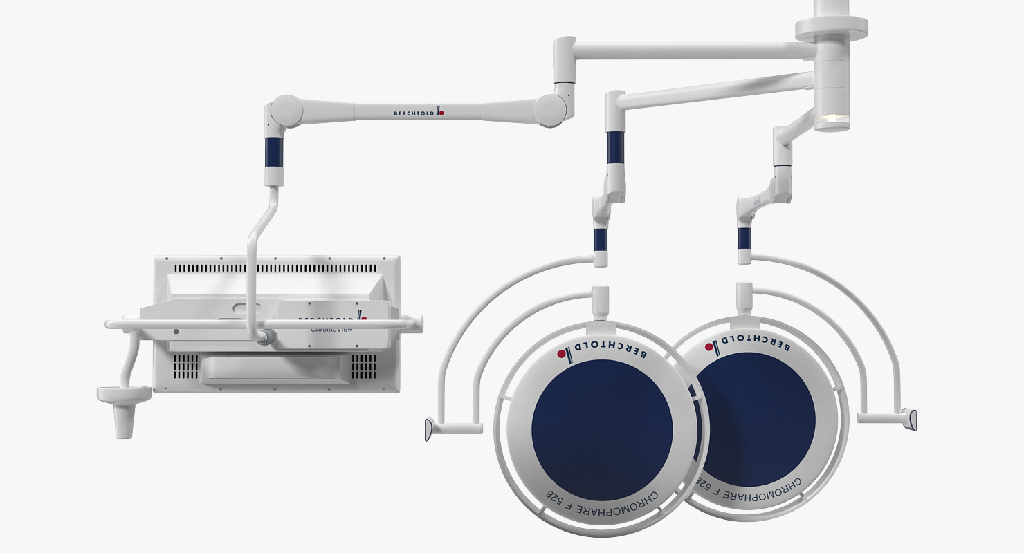 Ceiling Mount Berchtold Chromophare Two Surgical Light with Monitor 3D