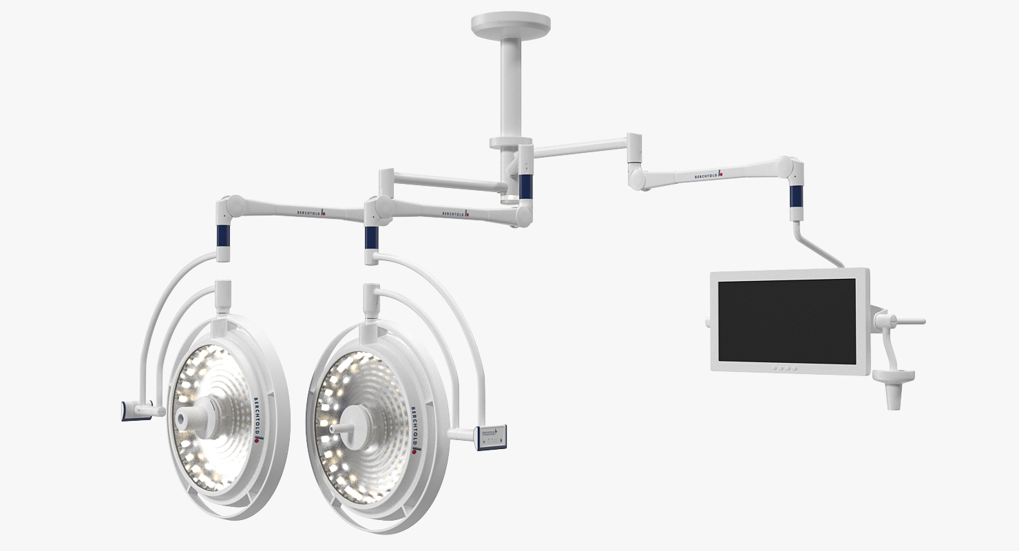 Ceiling Mount Berchtold Chromophare Two Surgical Light with Monitor 3D