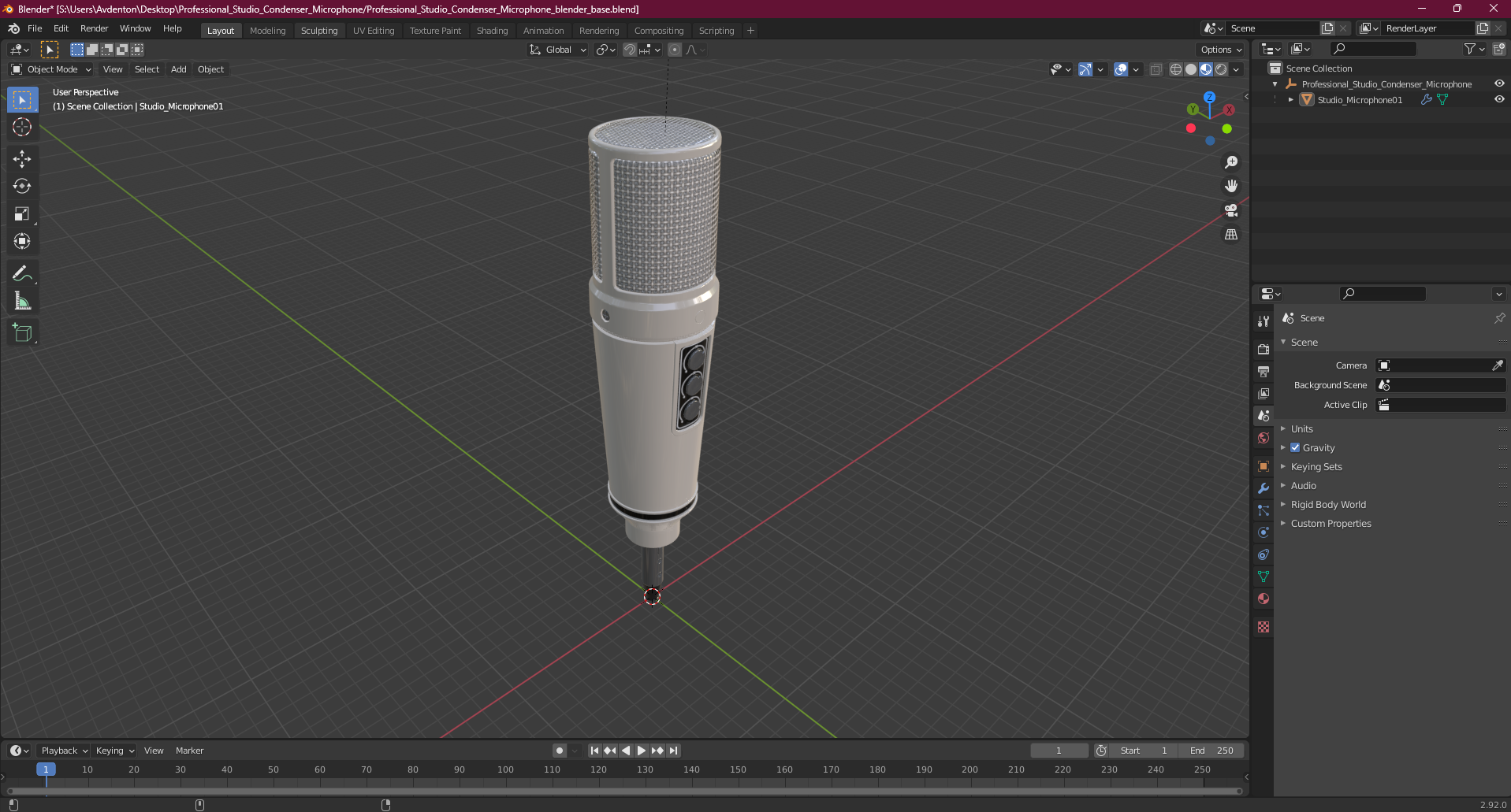 3D model Professional Studio Condenser Microphone