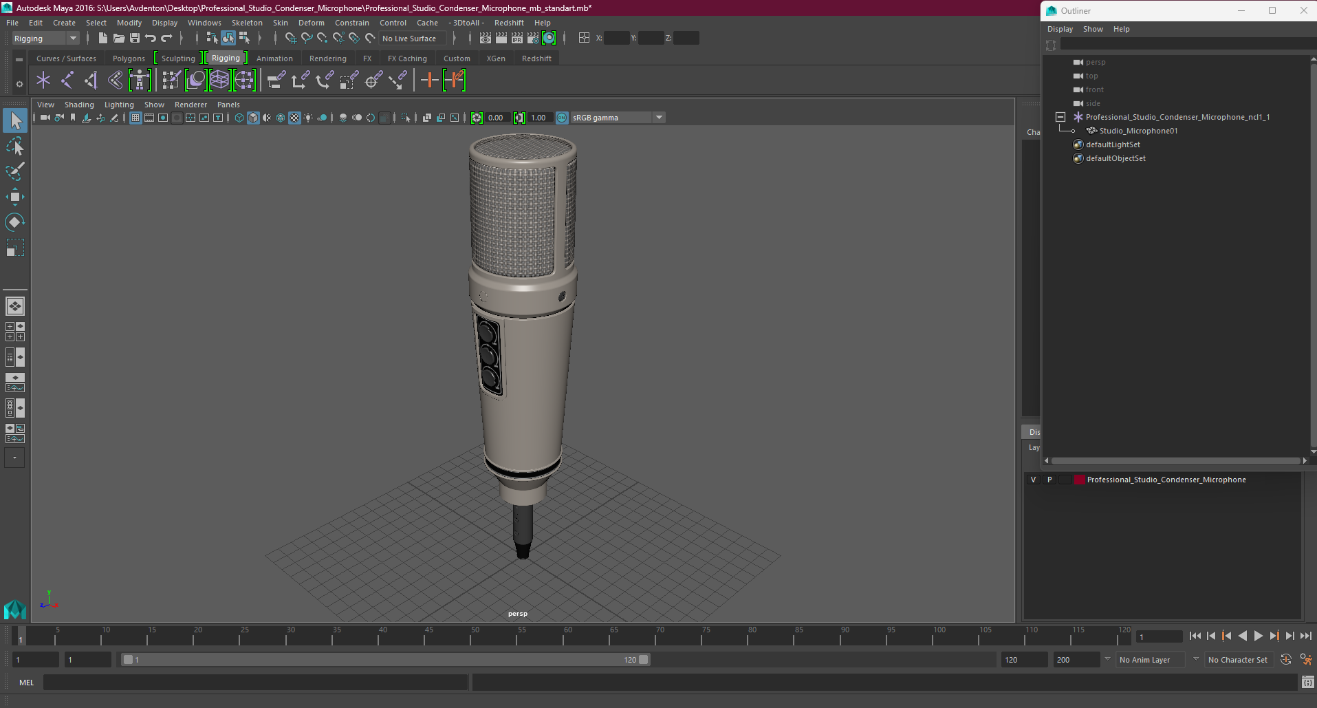 3D model Professional Studio Condenser Microphone