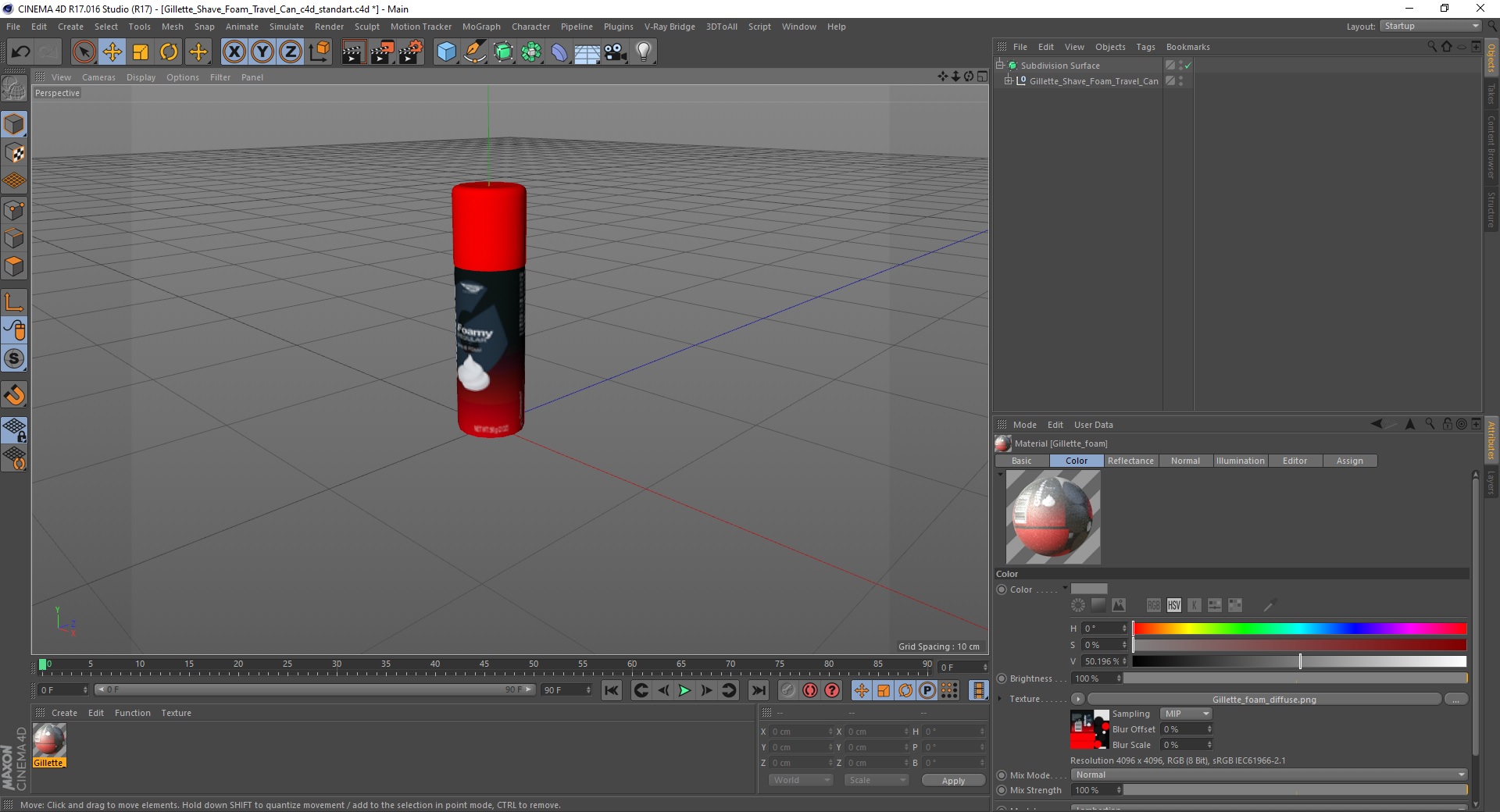 3D model Gillette Shave Foam Travel Can