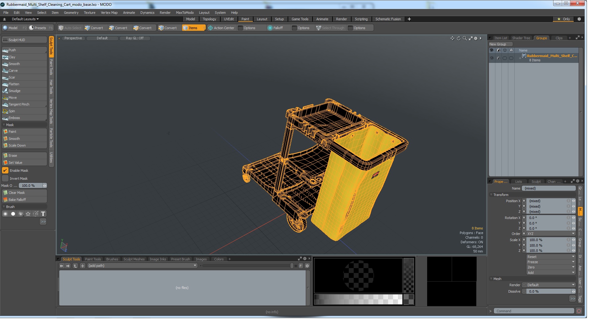 3D Rubbermaid Multi Shelf Cleaning Cart
