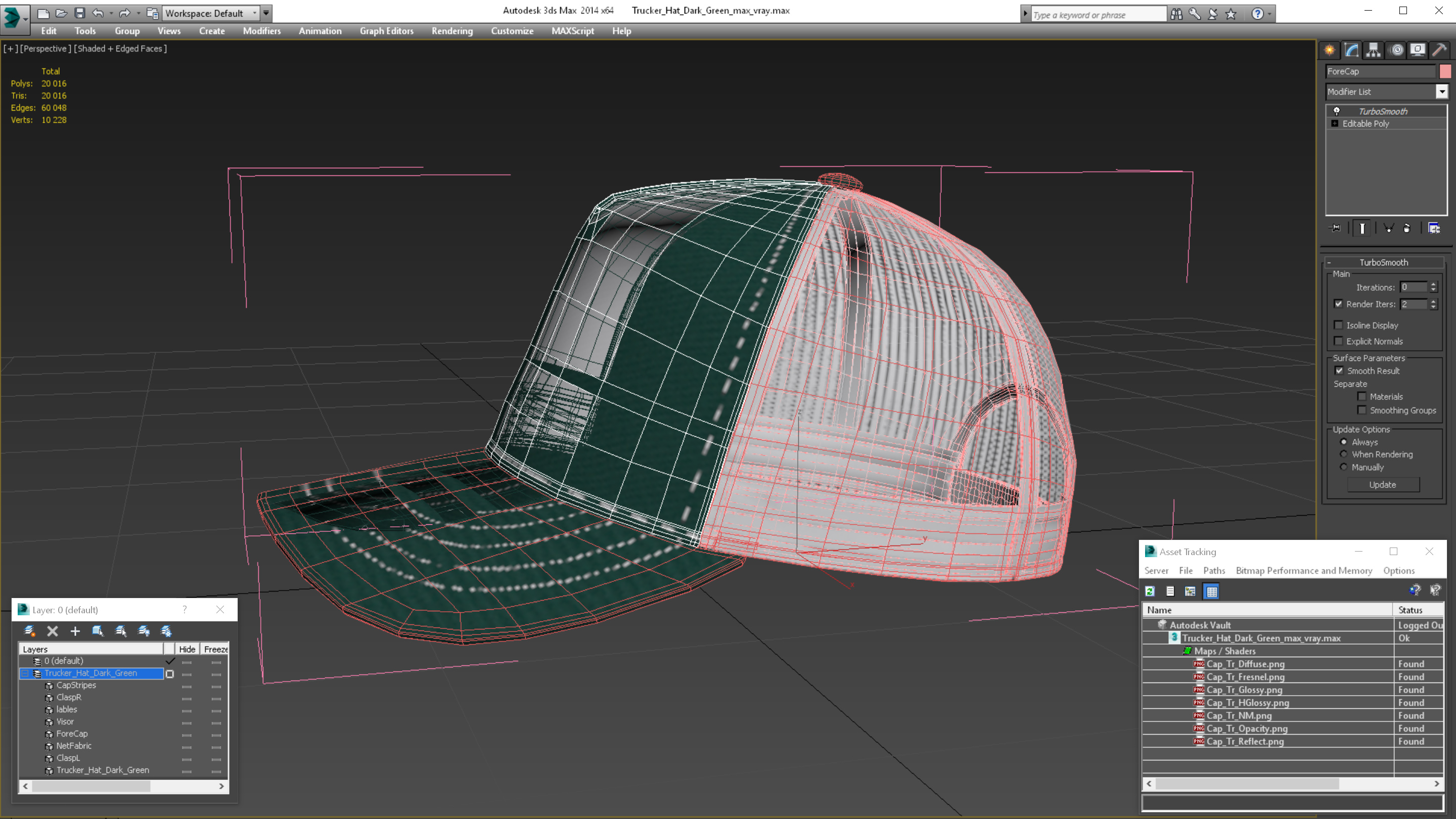 Trucker Hat Dark Green 3D