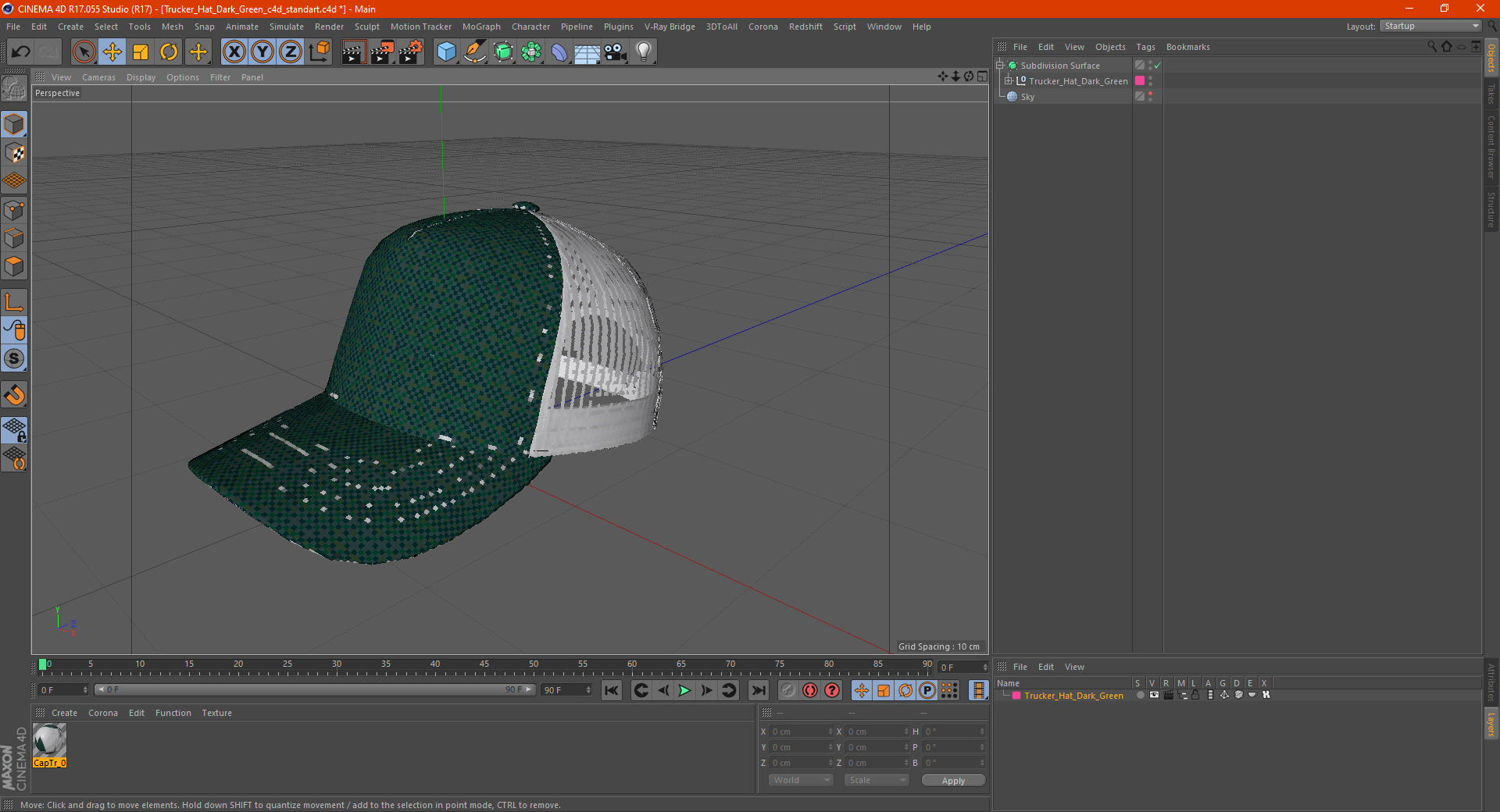 Trucker Hat Dark Green 3D