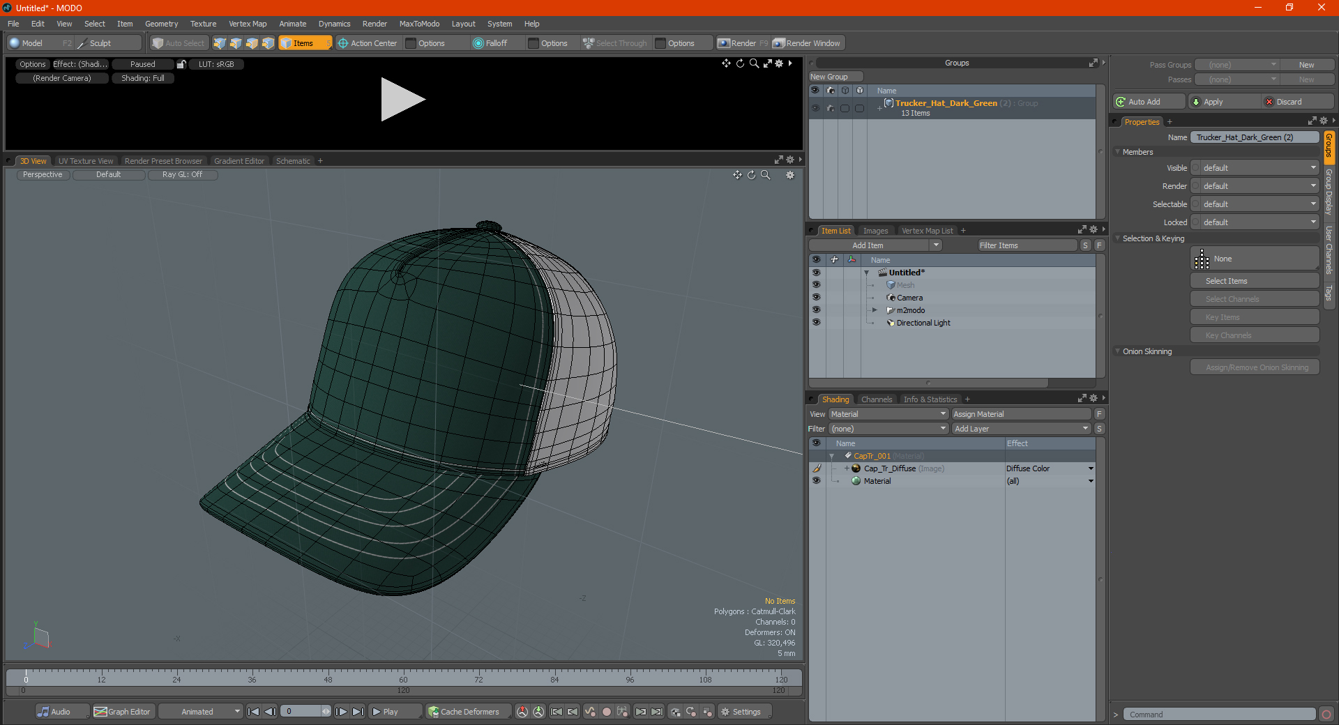 Trucker Hat Dark Green 3D