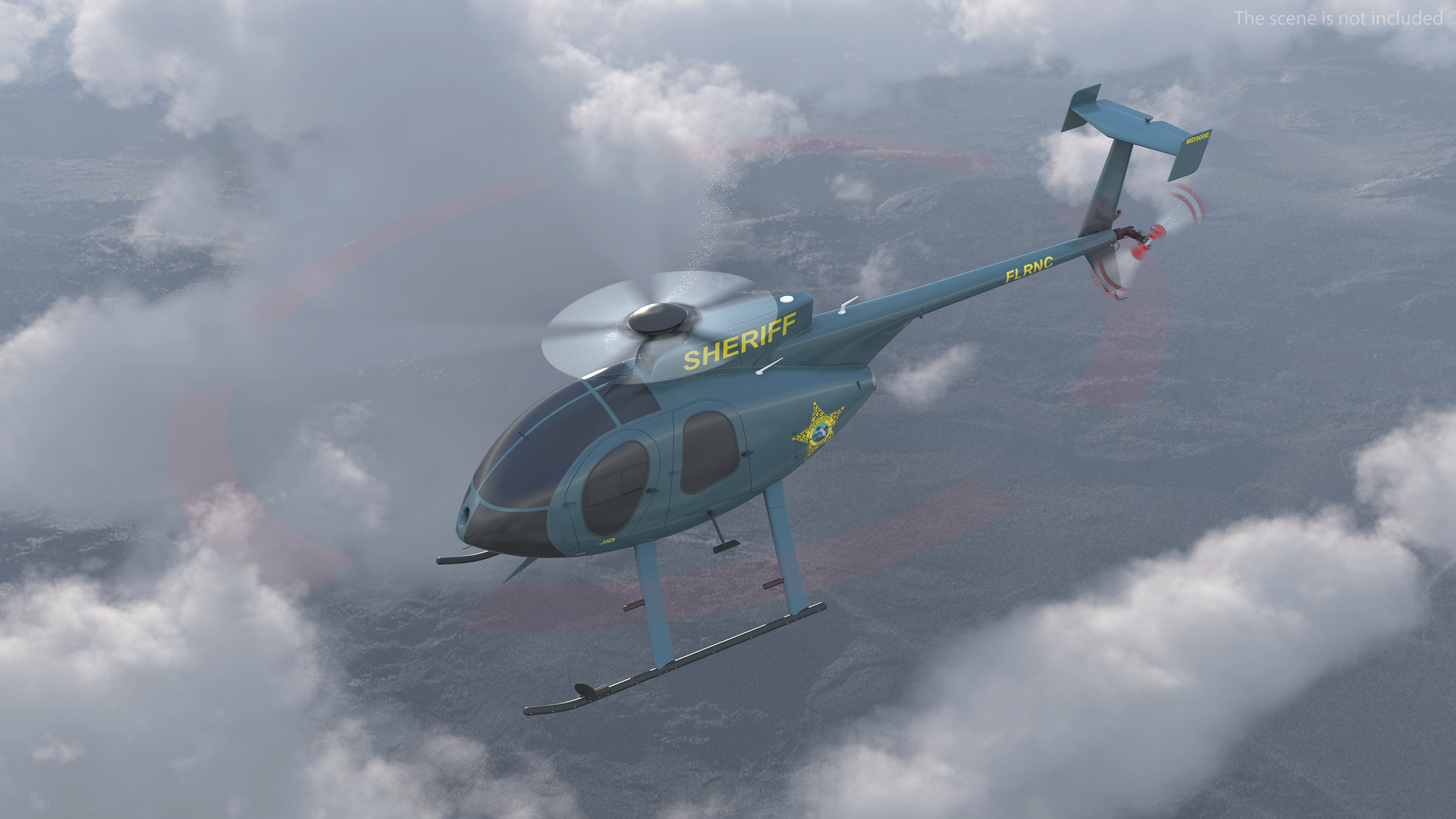 3D model MD 500E Sheriff Helicopter Exterior Only