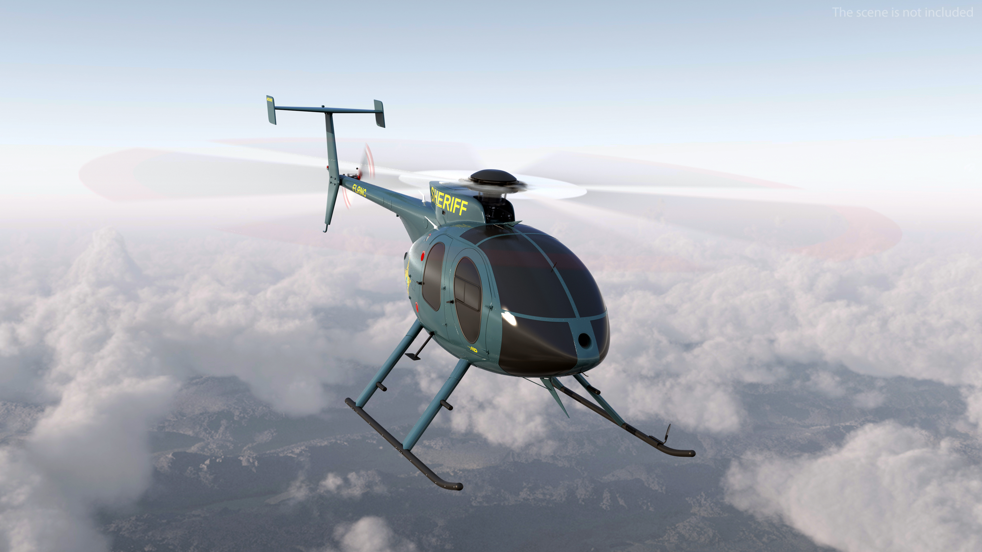 3D model MD 500E Sheriff Helicopter Exterior Only