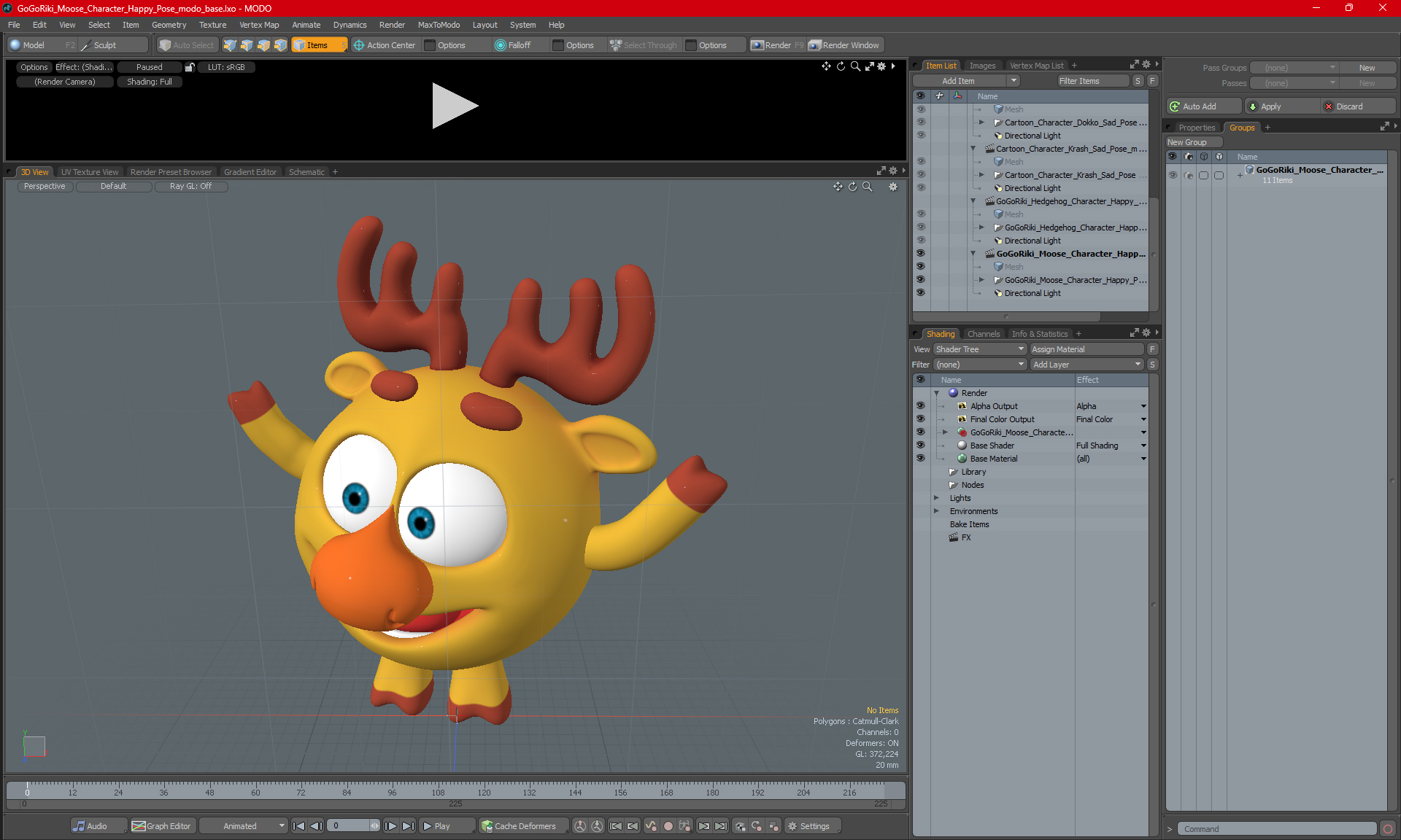 3D model GoGoRiki Moose Character Happy Pose