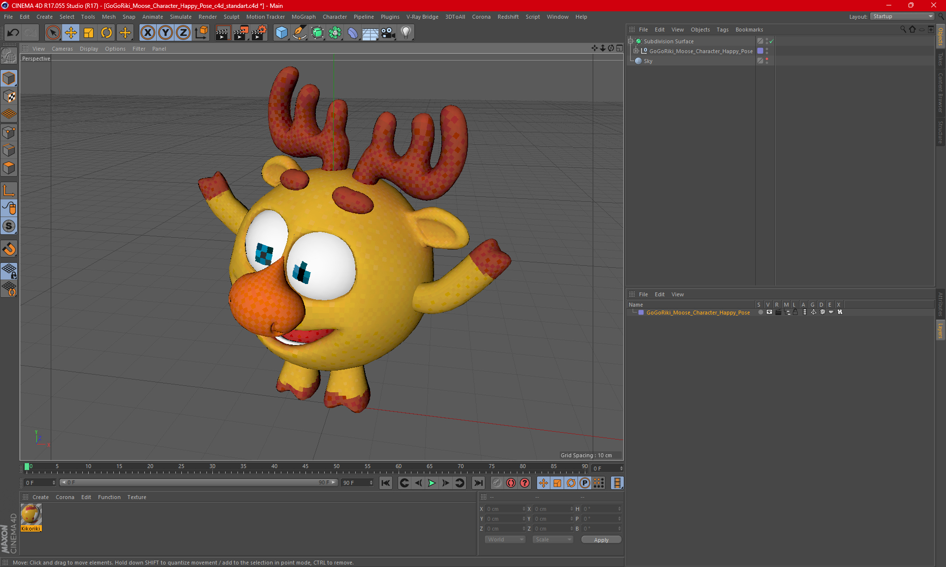 3D model GoGoRiki Moose Character Happy Pose