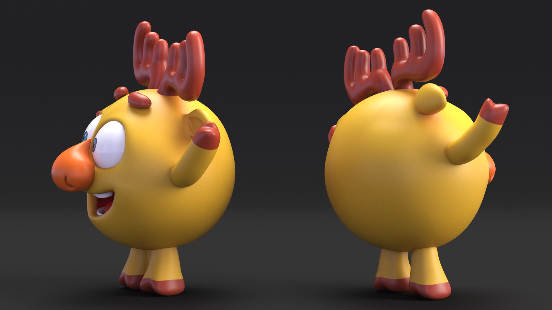 3D model GoGoRiki Moose Character Happy Pose