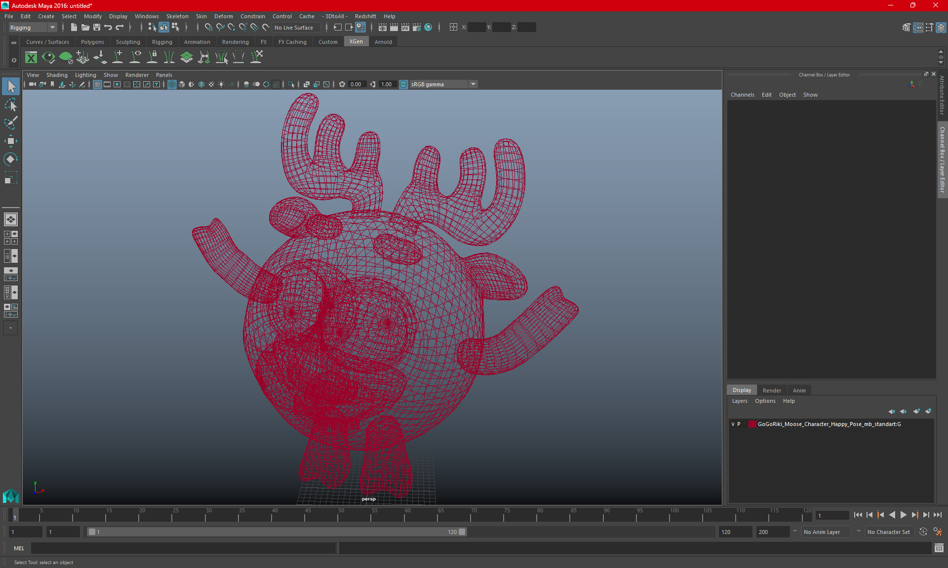 3D model GoGoRiki Moose Character Happy Pose