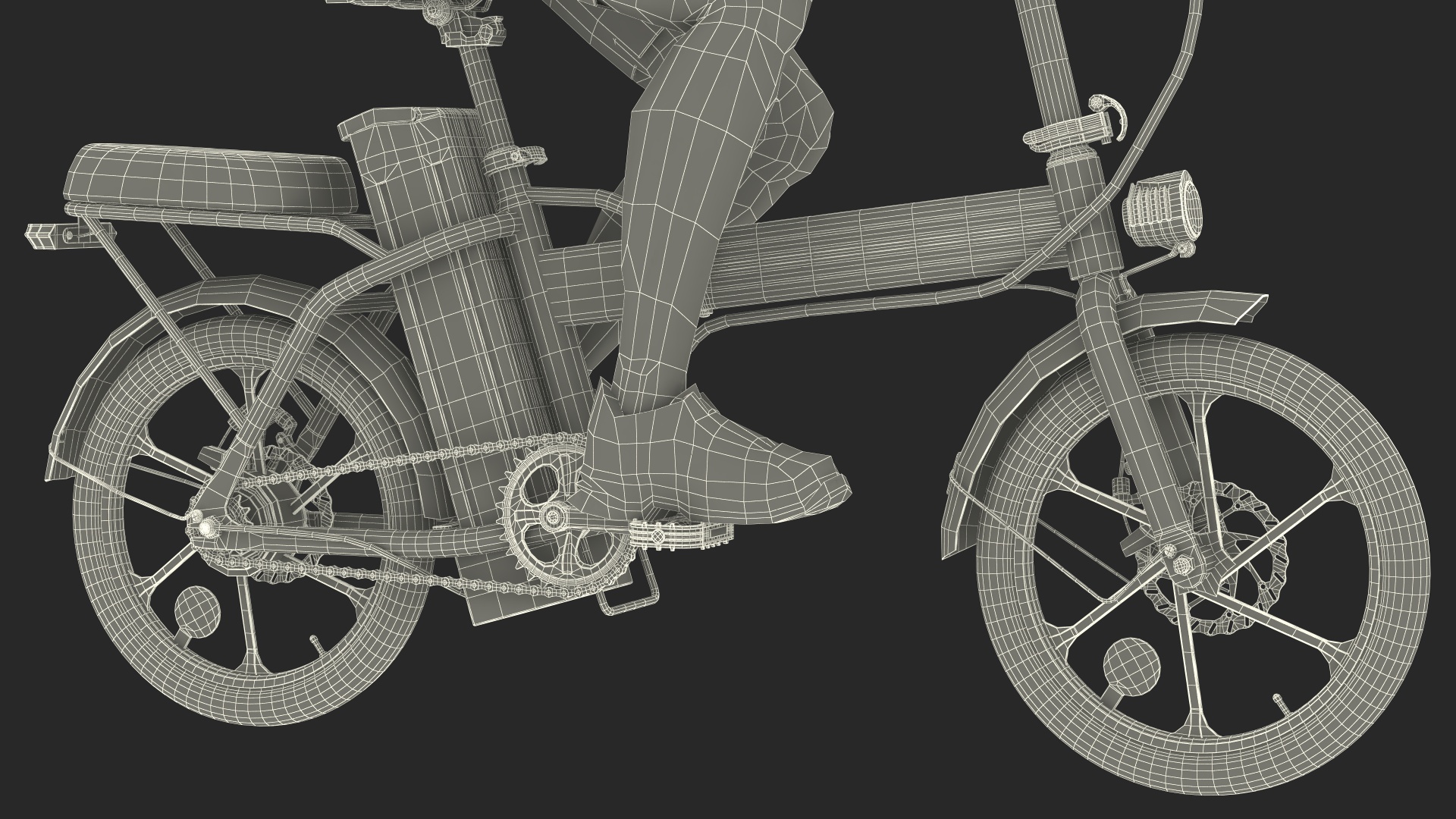 3D Black Colorway Electric Bike with Cyclist
