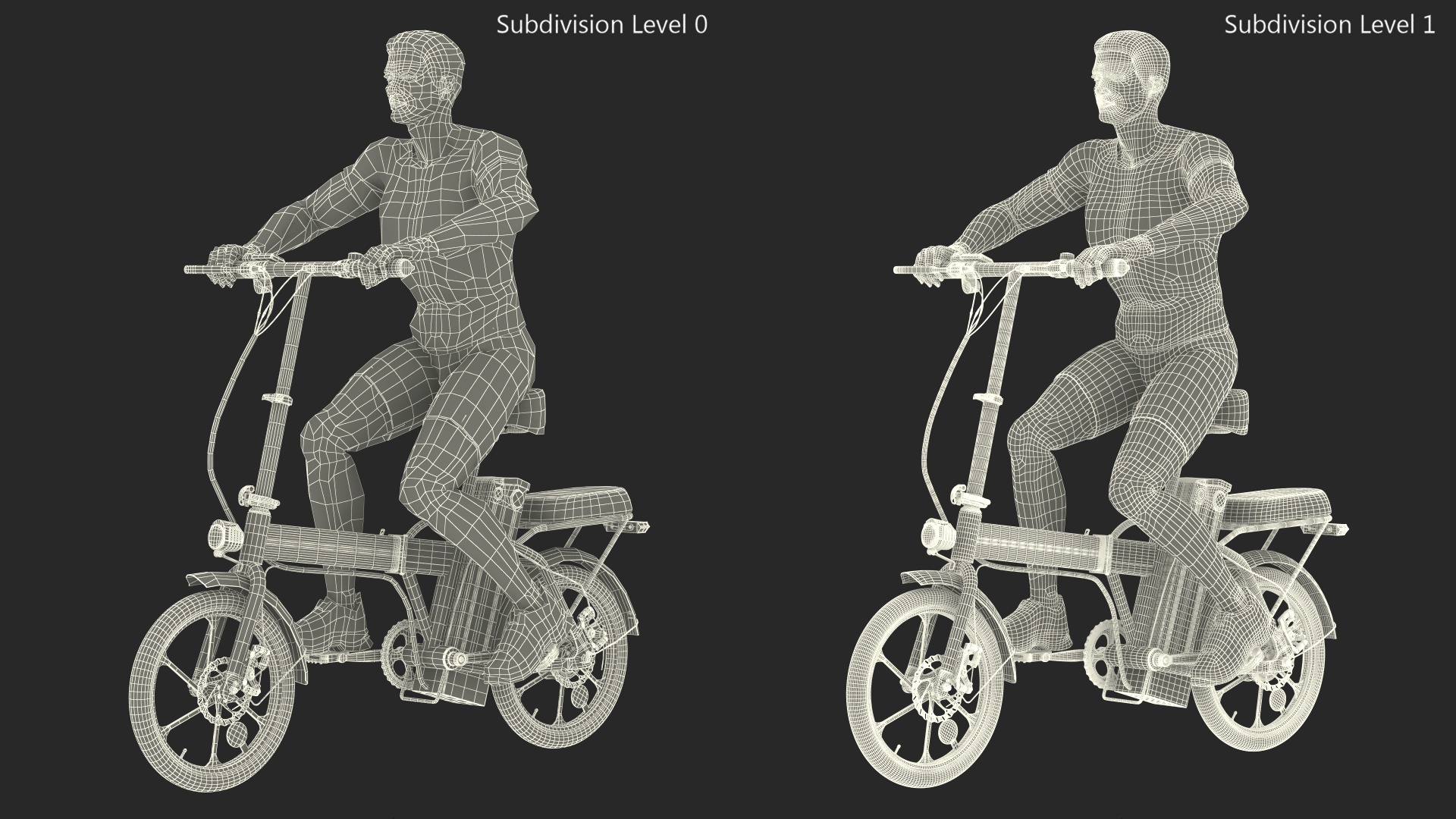3D Black Colorway Electric Bike with Cyclist