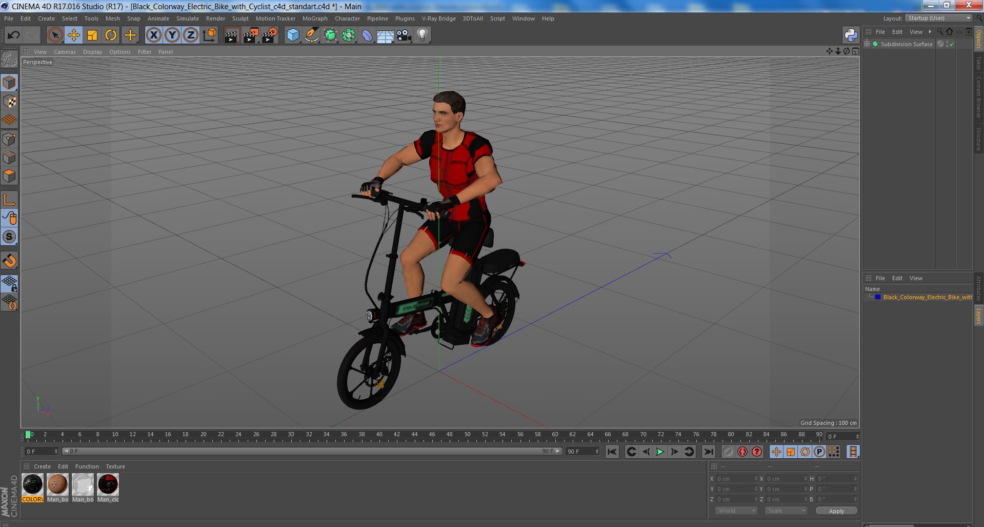3D Black Colorway Electric Bike with Cyclist