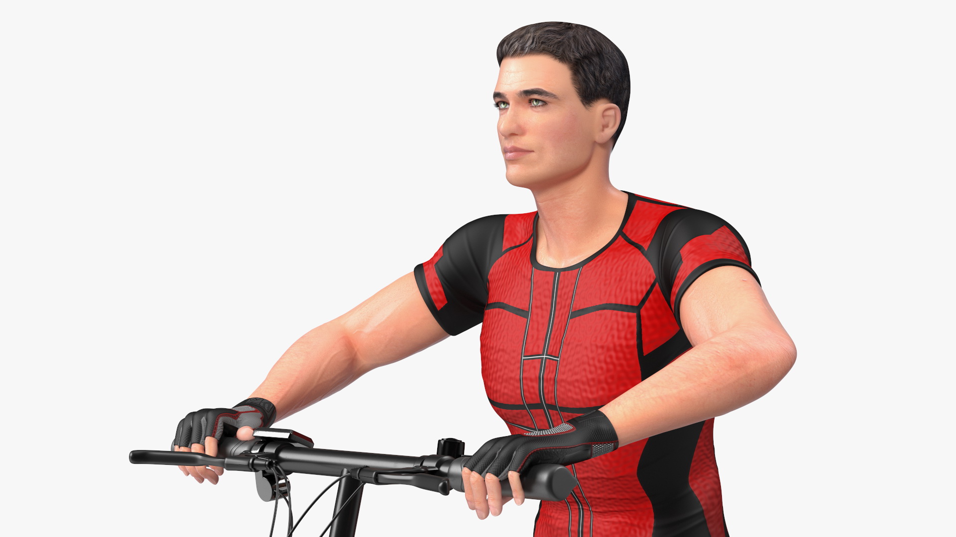 3D Black Colorway Electric Bike with Cyclist