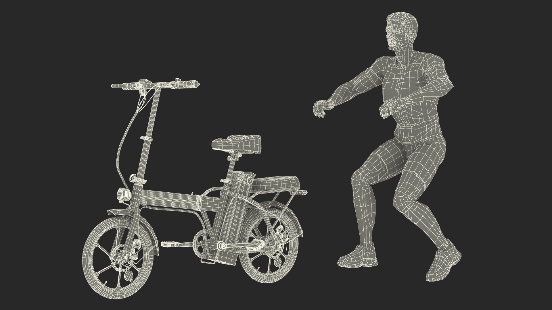 3D Black Colorway Electric Bike with Cyclist