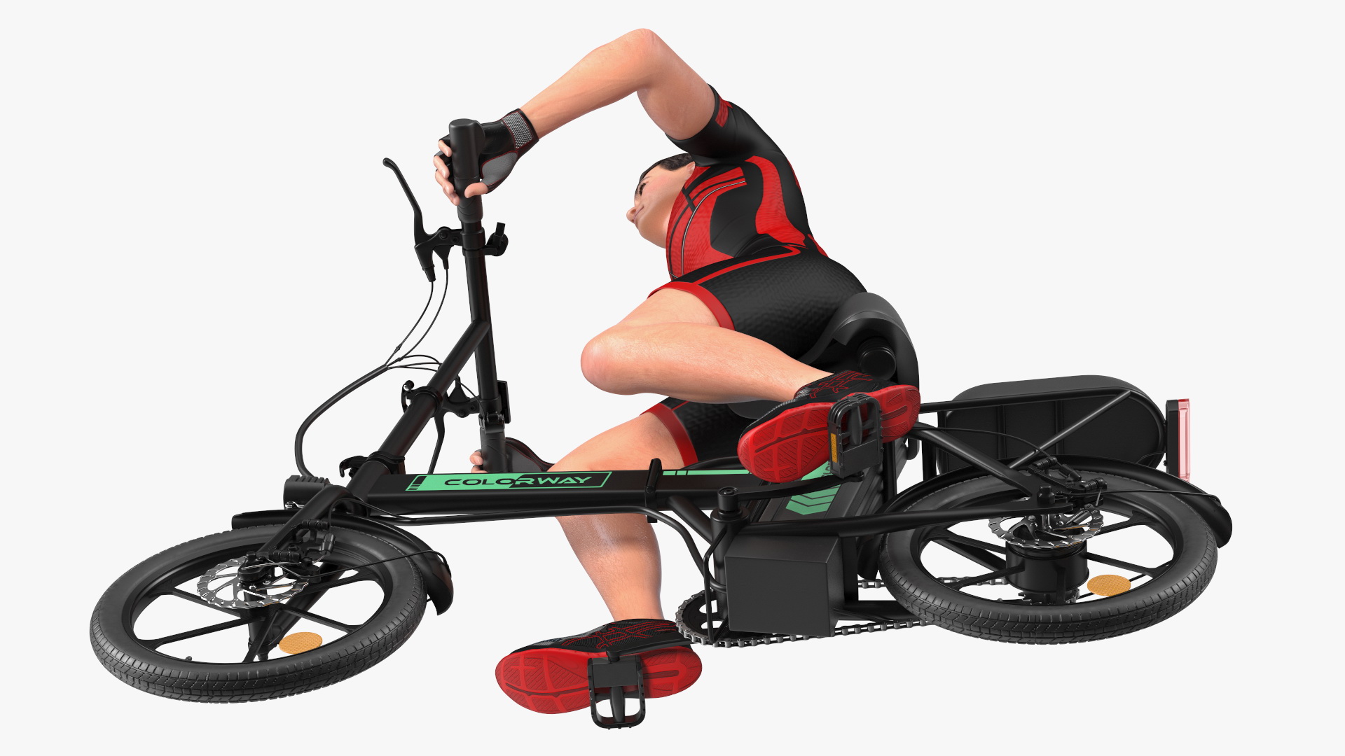 3D Black Colorway Electric Bike with Cyclist