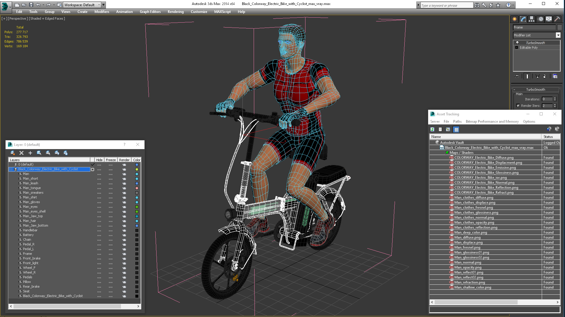 3D Black Colorway Electric Bike with Cyclist