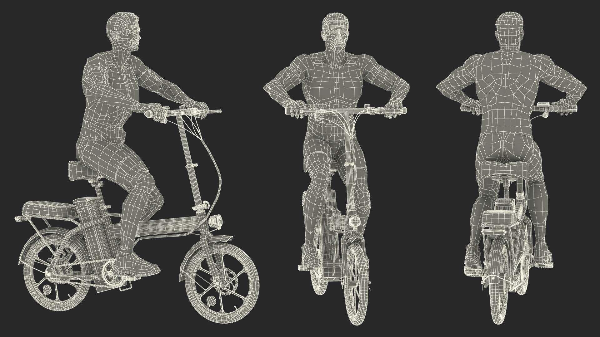 3D Black Colorway Electric Bike with Cyclist