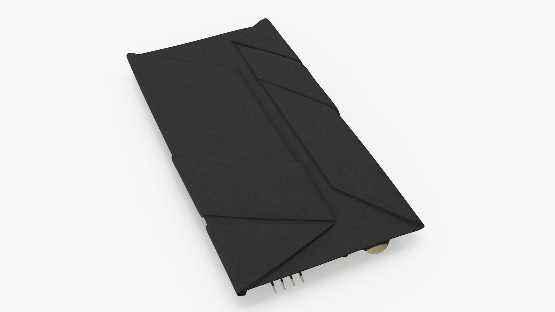 3D Napkin Fold Black with Gold Flatware