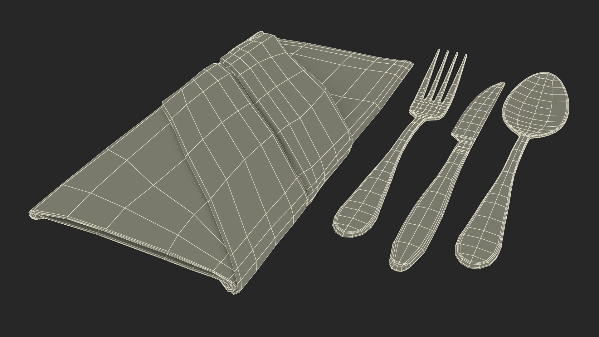 3D Napkin Fold Black with Gold Flatware